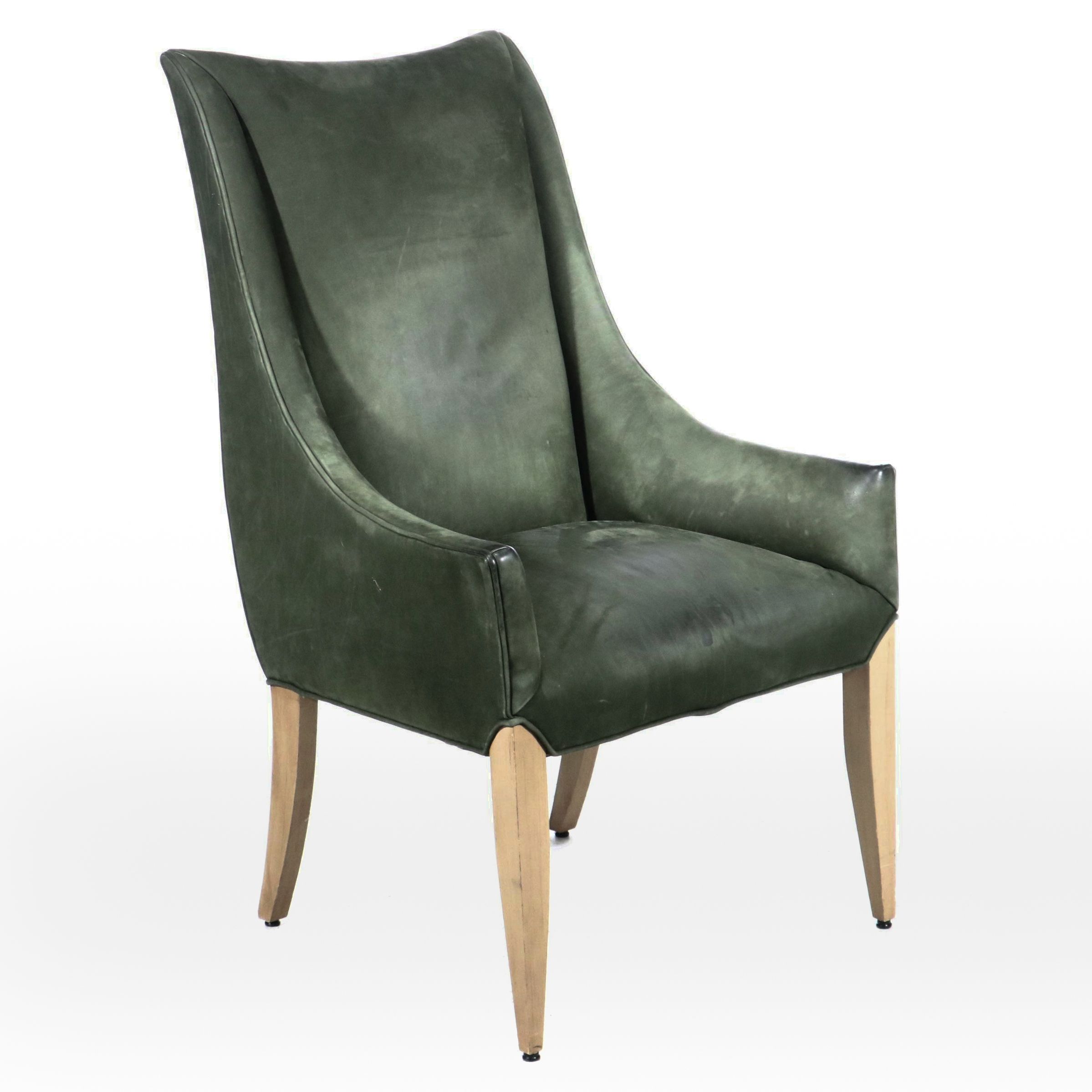 Henredon Green Leather Side Chair