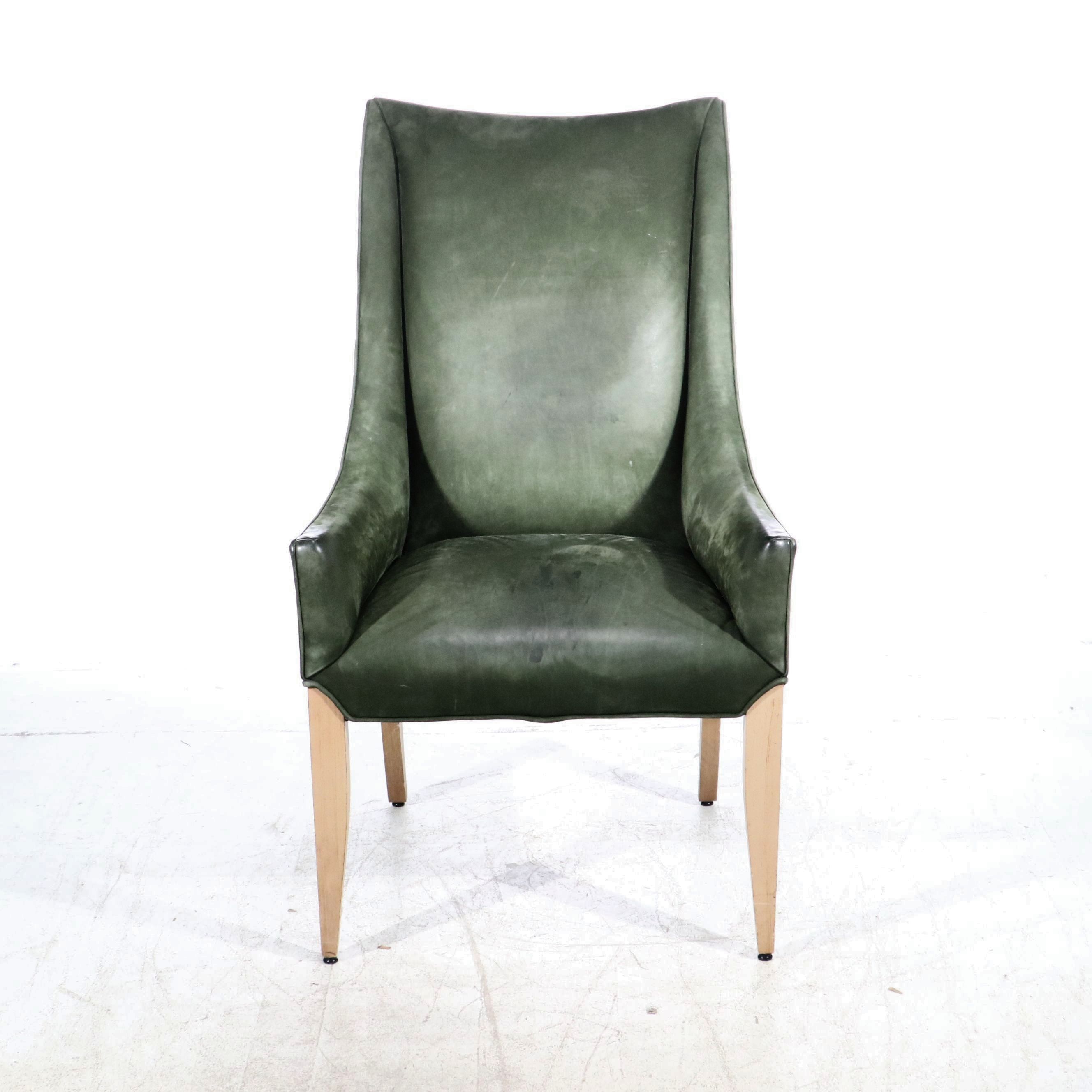Henredon Green Leather Side Chair