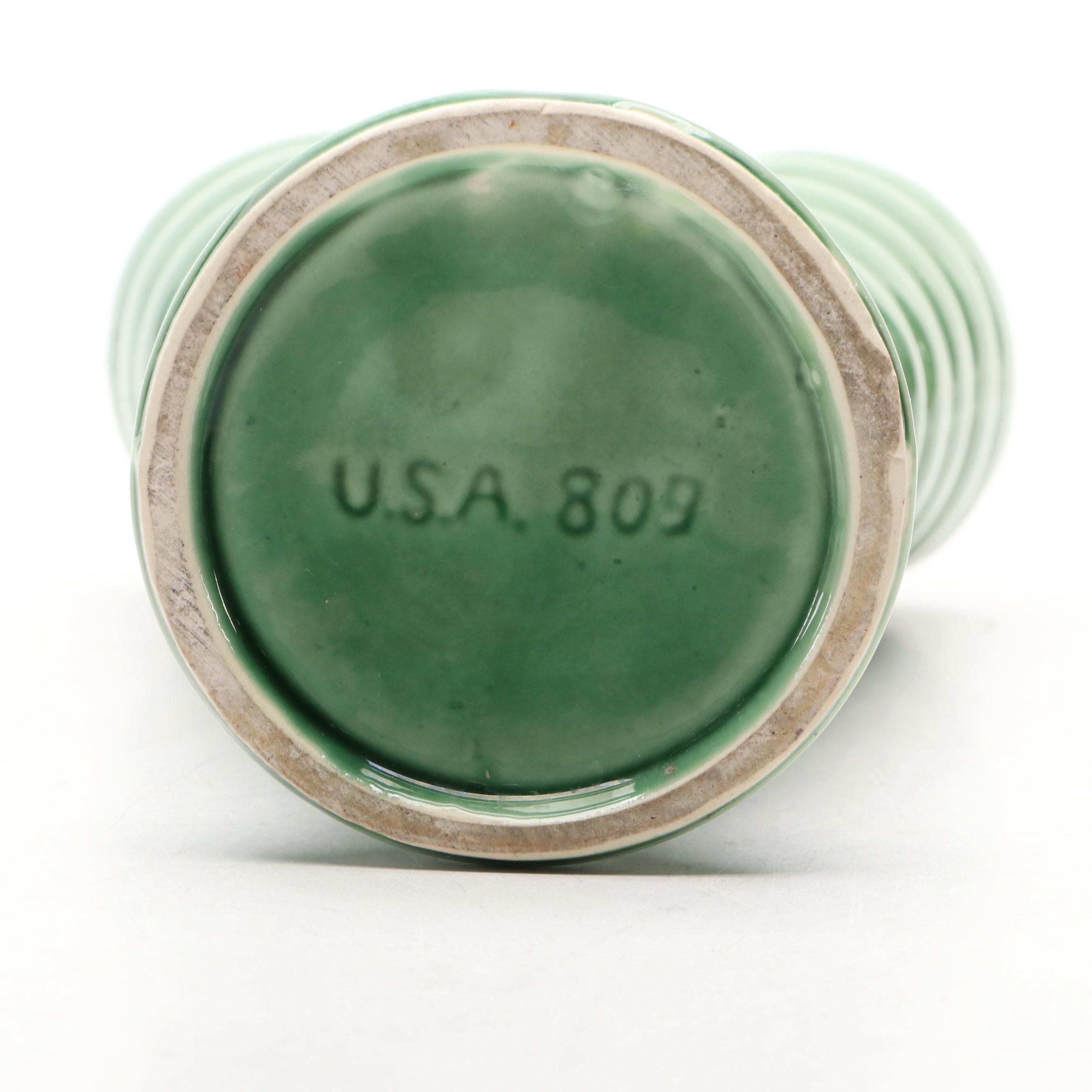 Art Deco Style Pottery Fan Vase and Other Ceramic Table Accessories