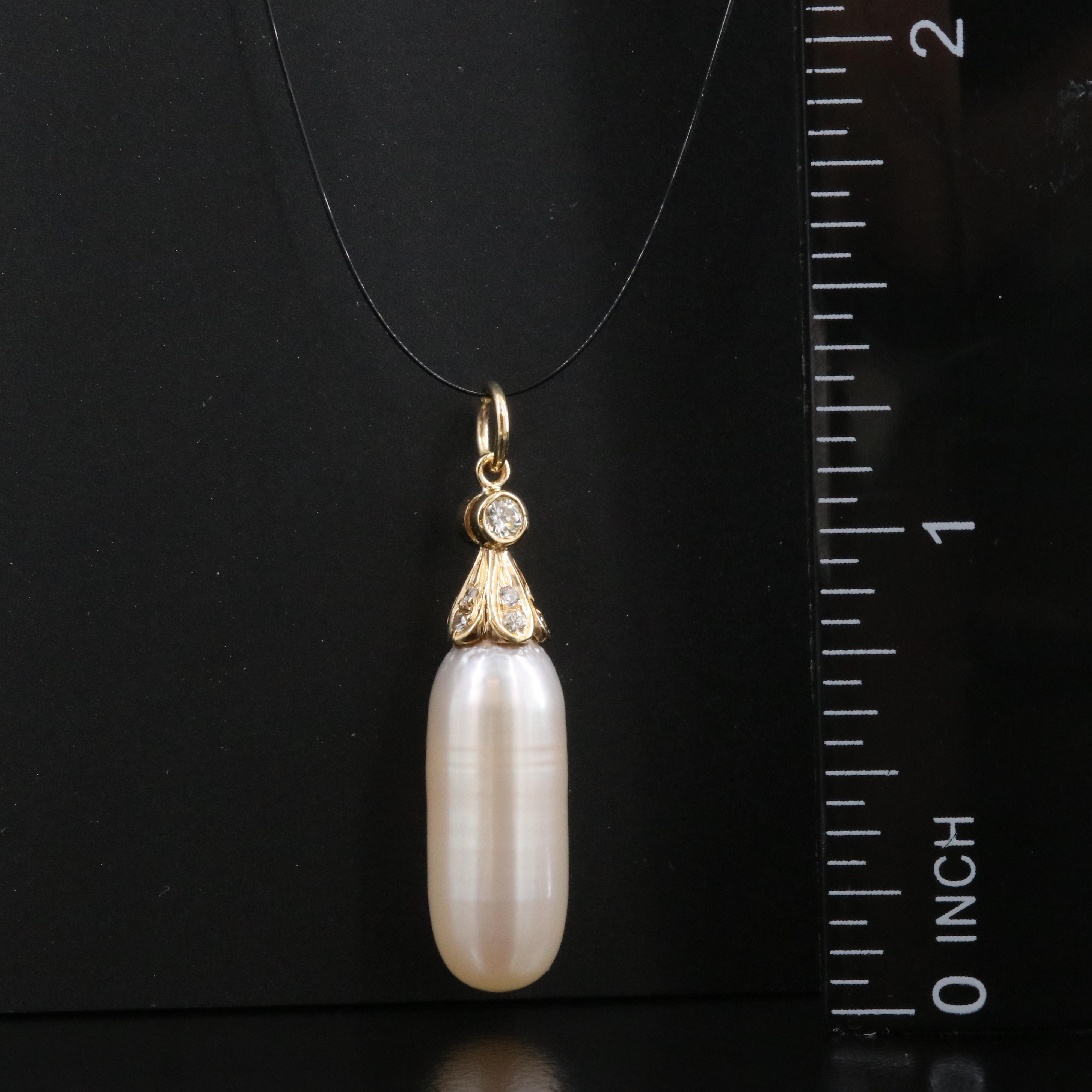 18K Pearl and Diamond Pendant