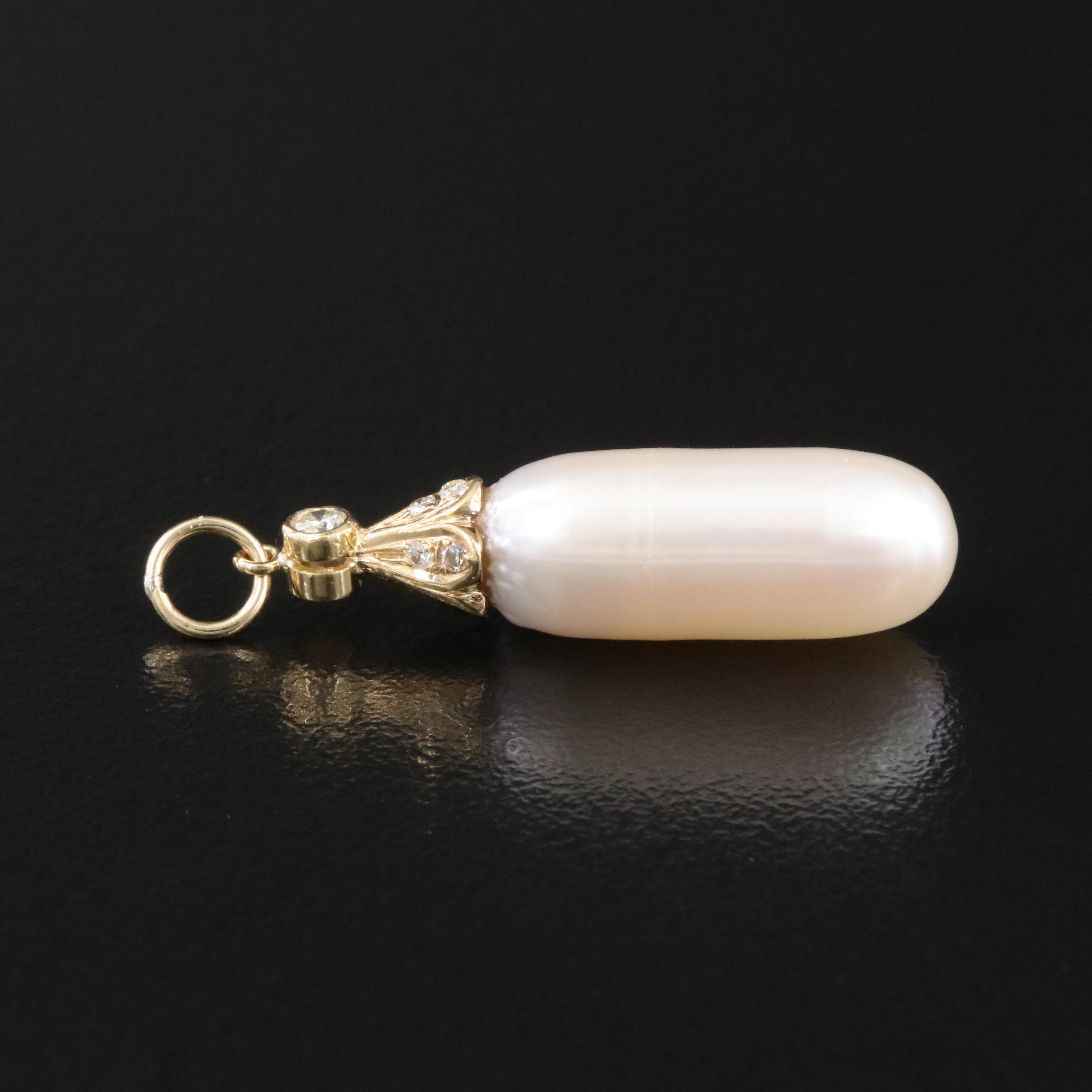 18K Pearl and Diamond Pendant