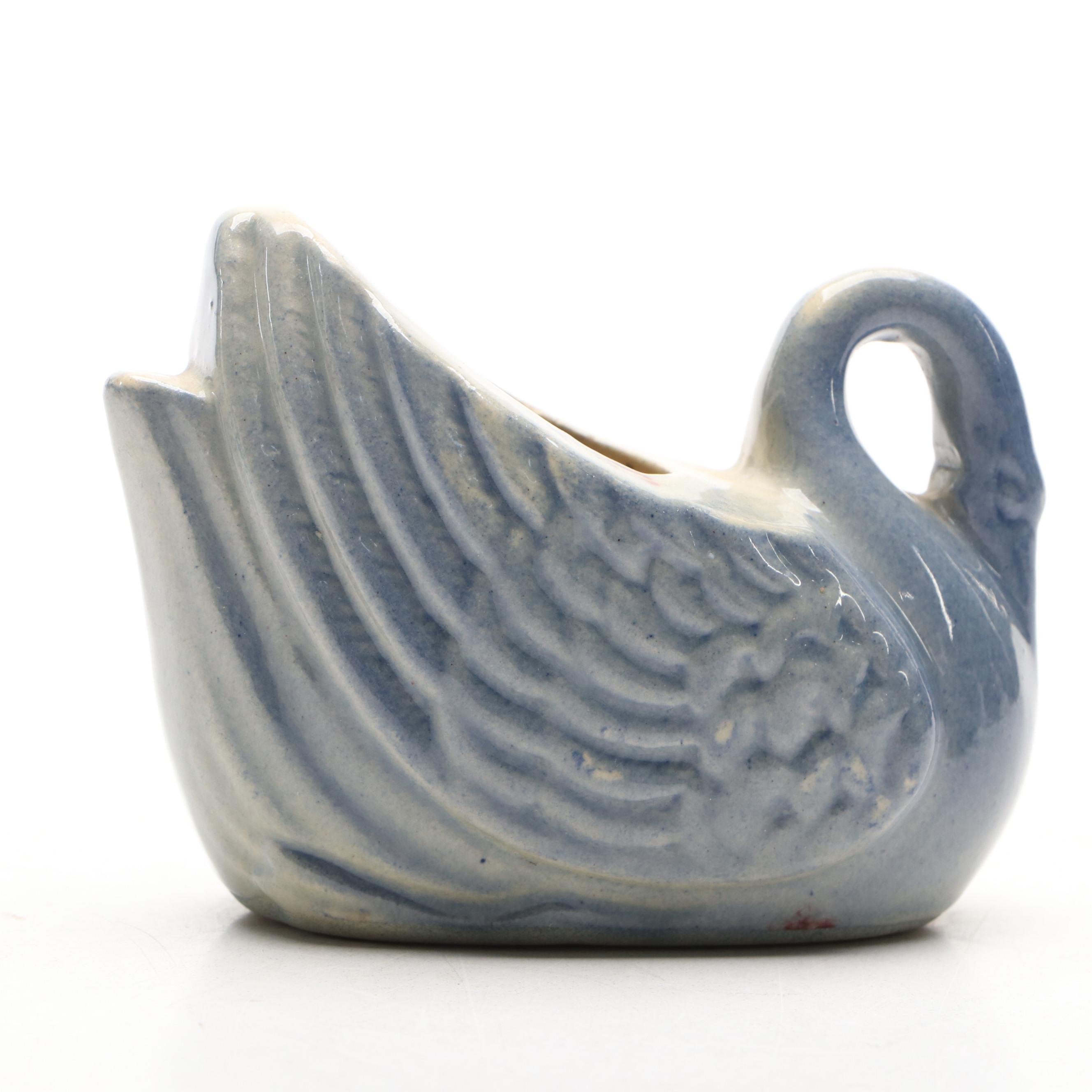 Art Deco Style Pottery Fan Vase and Other Ceramic Table Accessories