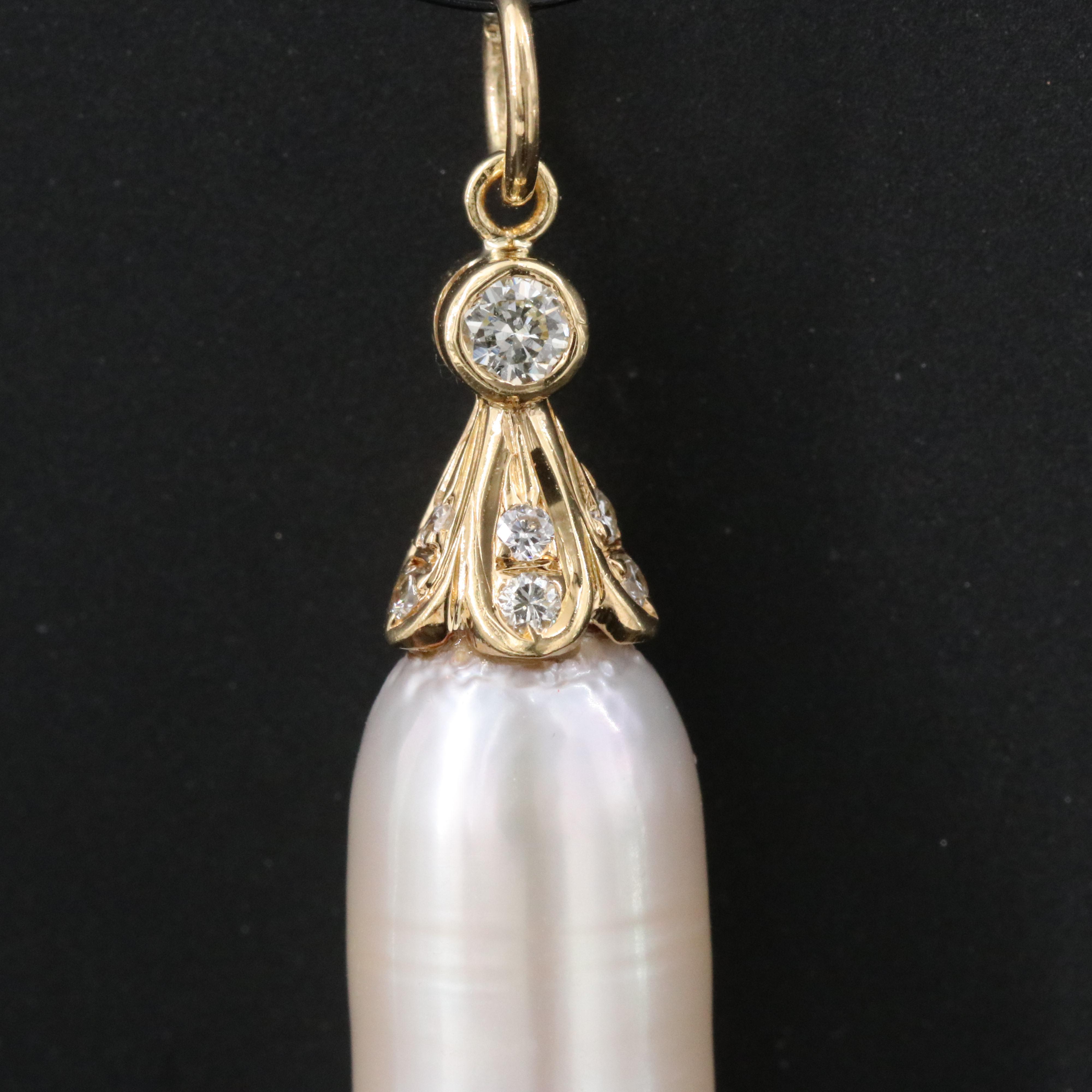 18K Pearl and Diamond Pendant