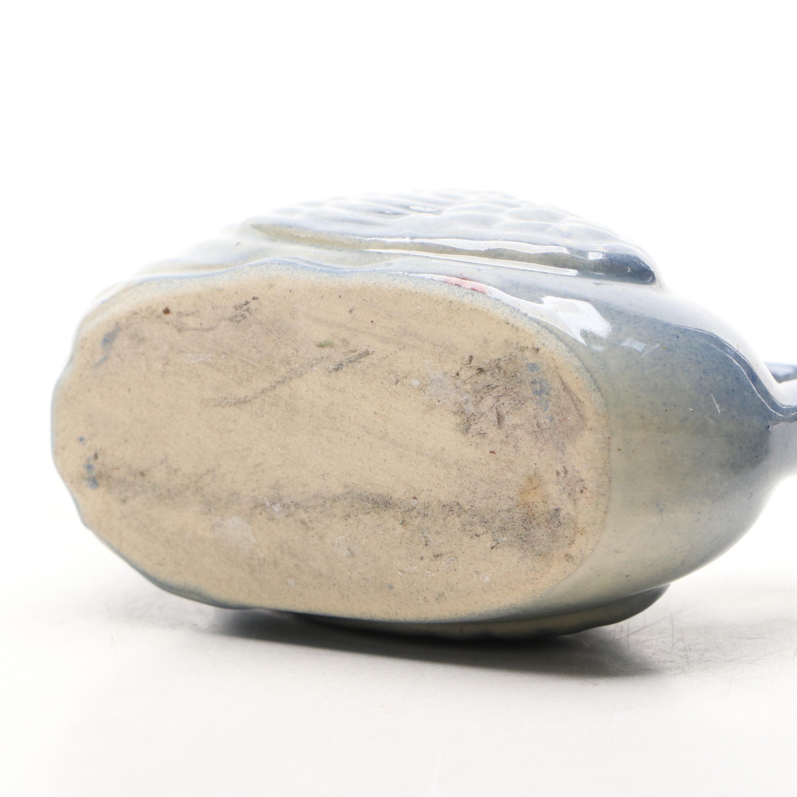 Art Deco Style Pottery Fan Vase and Other Ceramic Table Accessories