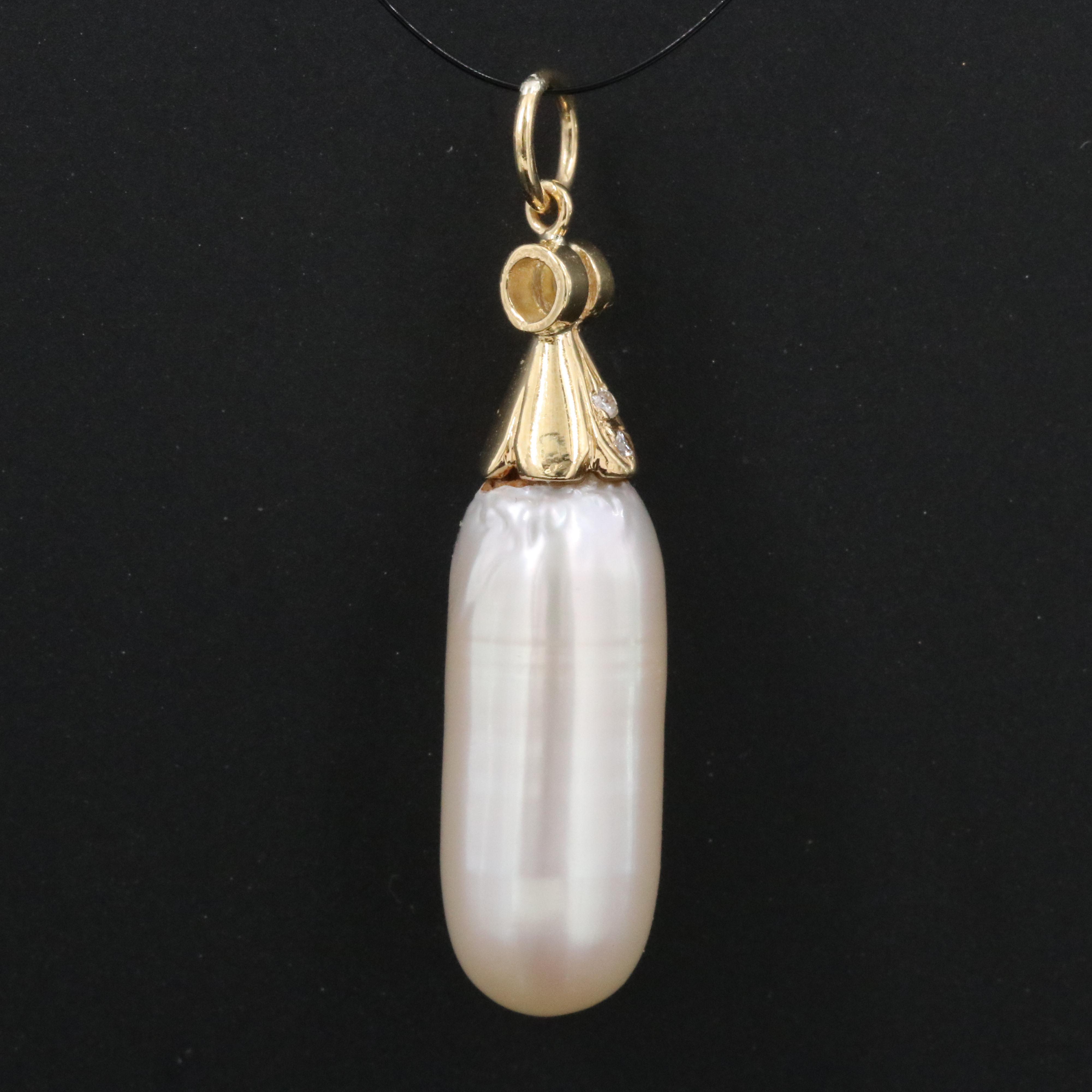18K Pearl and Diamond Pendant