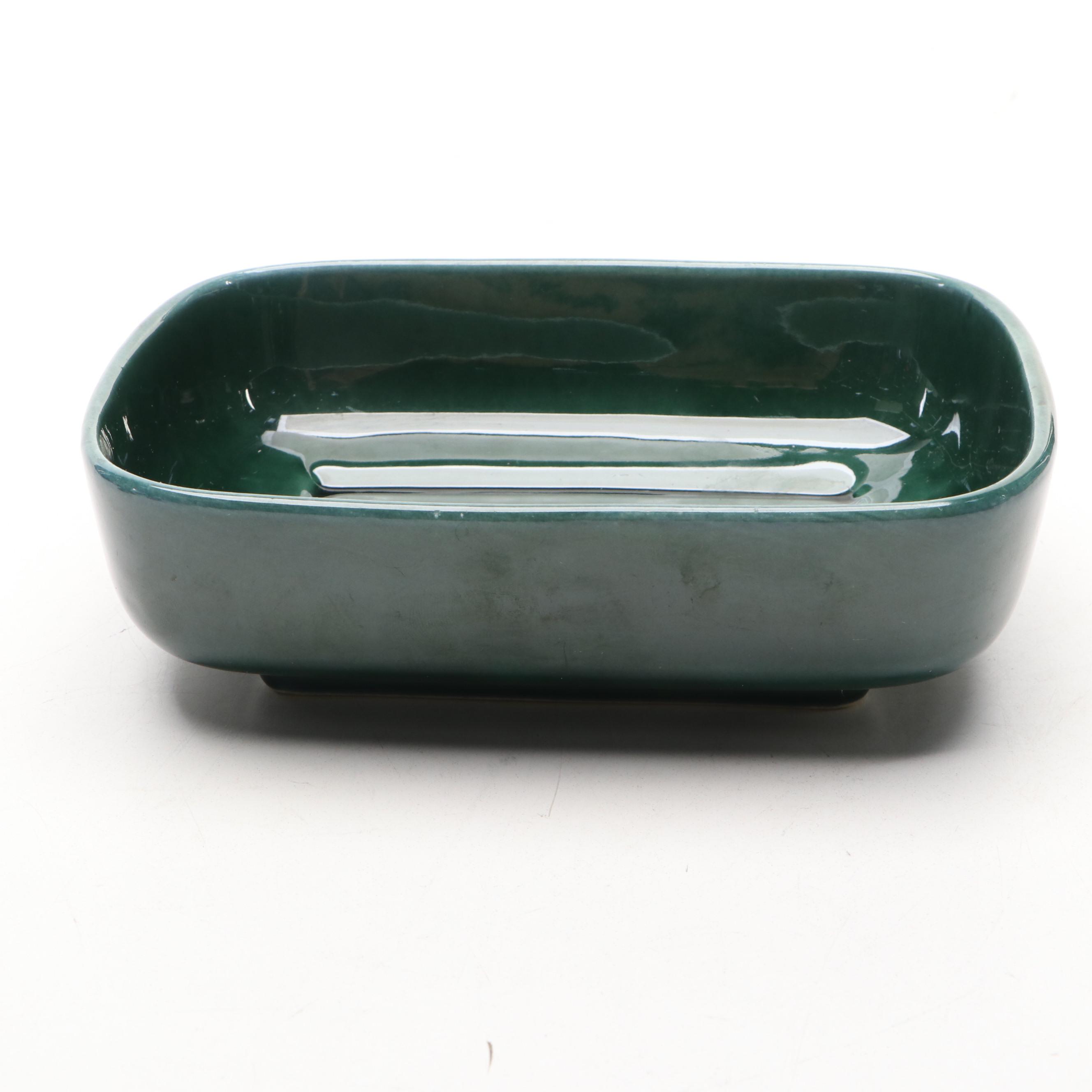 Art Deco Style Pottery Fan Vase and Other Ceramic Table Accessories