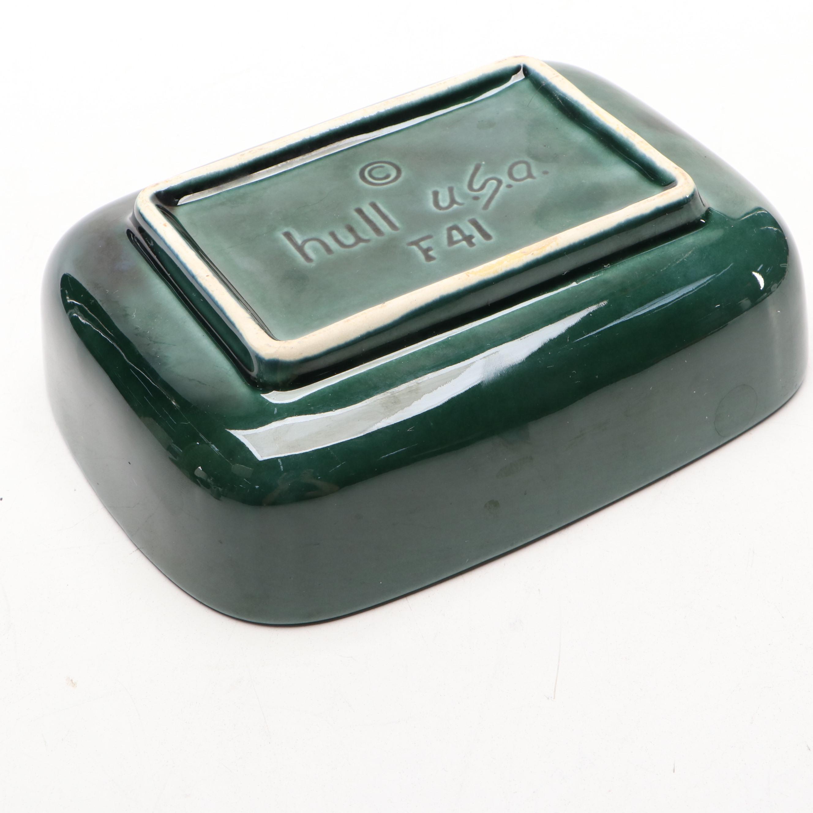 Art Deco Style Pottery Fan Vase and Other Ceramic Table Accessories