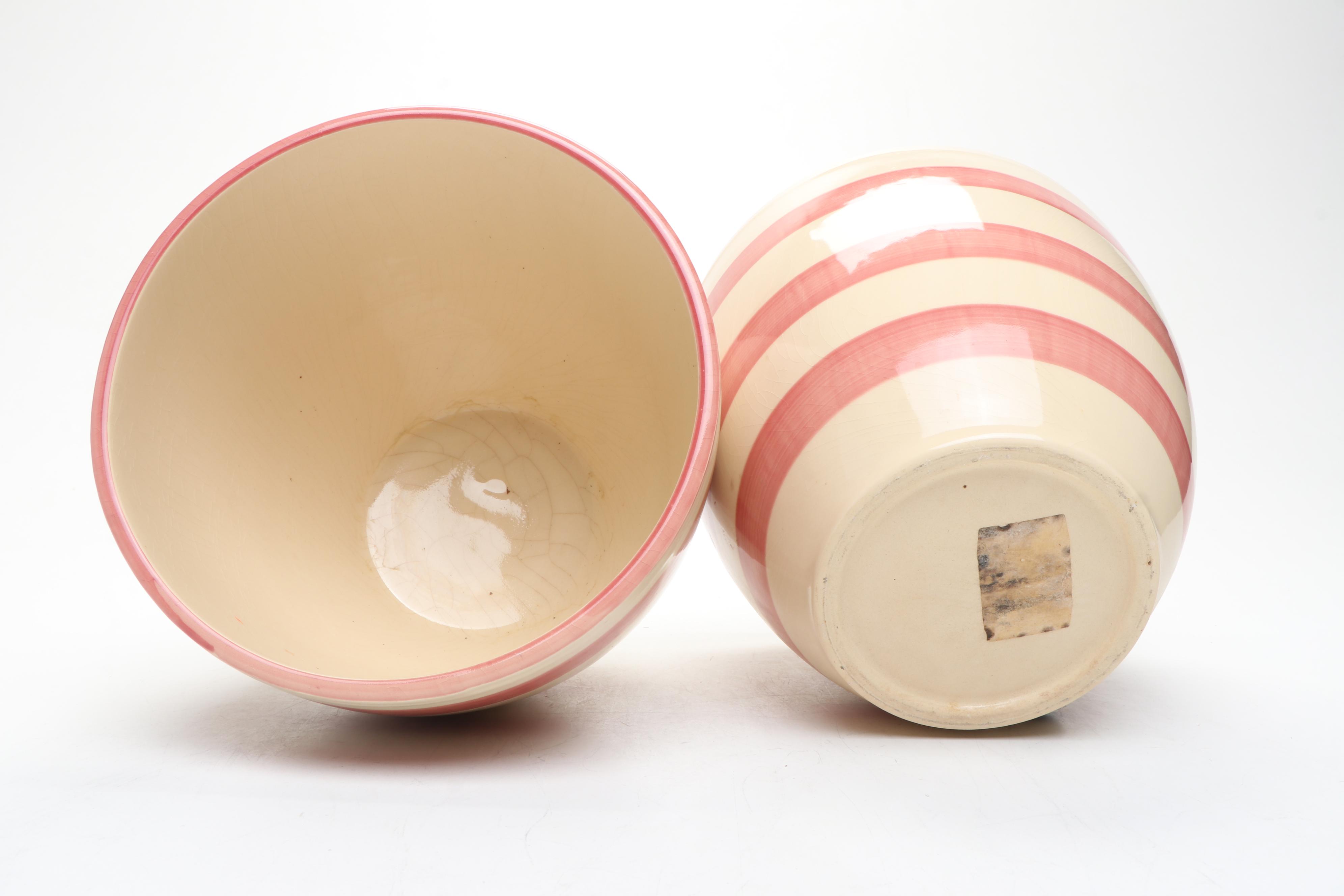 Primitive Style Copper Milk Pail with Batter and Other Bowls