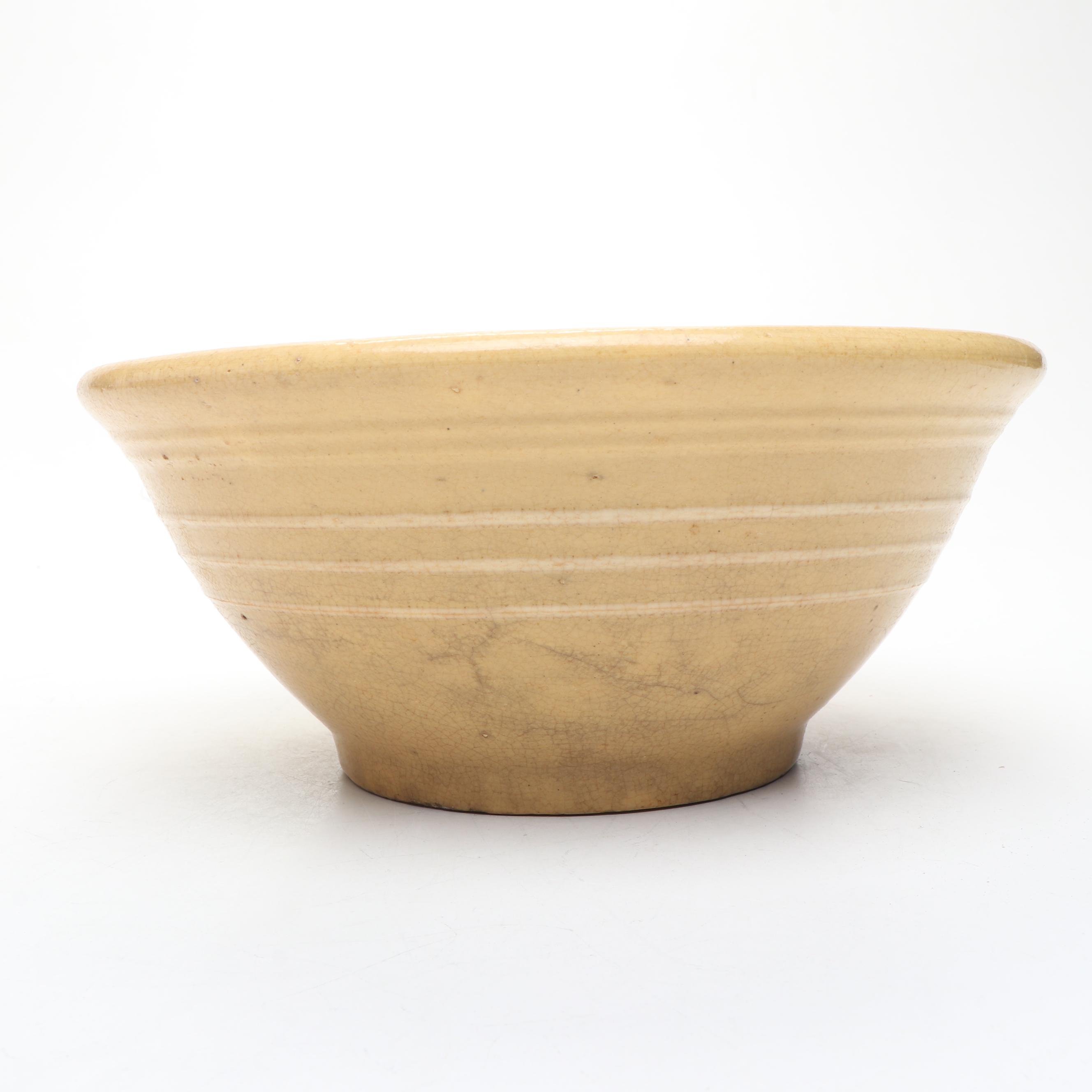 Primitive Style Copper Milk Pail with Batter and Other Bowls