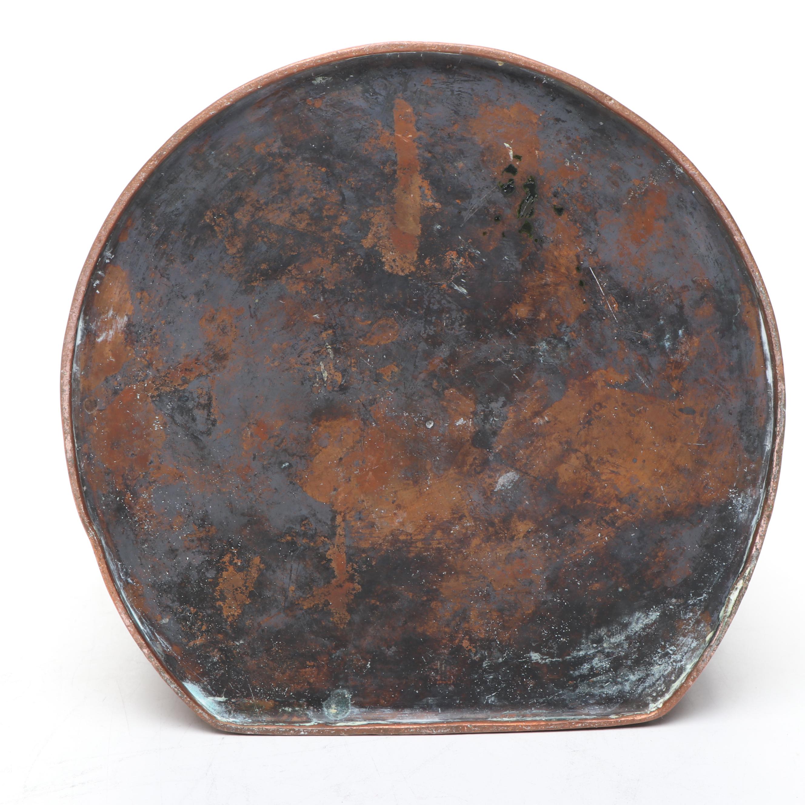 Primitive Style Copper Milk Pail with Batter and Other Bowls