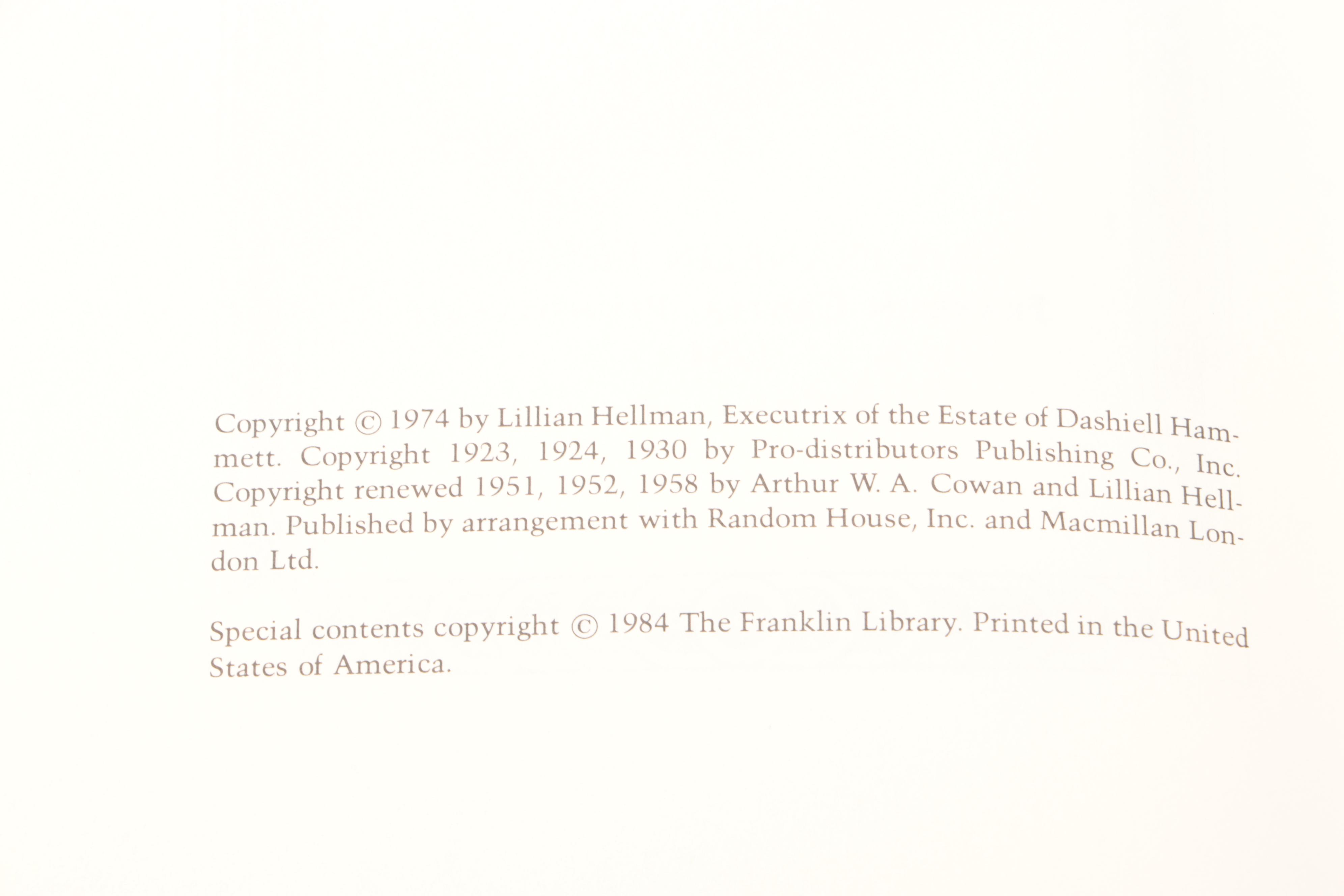 Franklin Library Dashiell Hammett, Dylan Thomas and More Short Story Collections