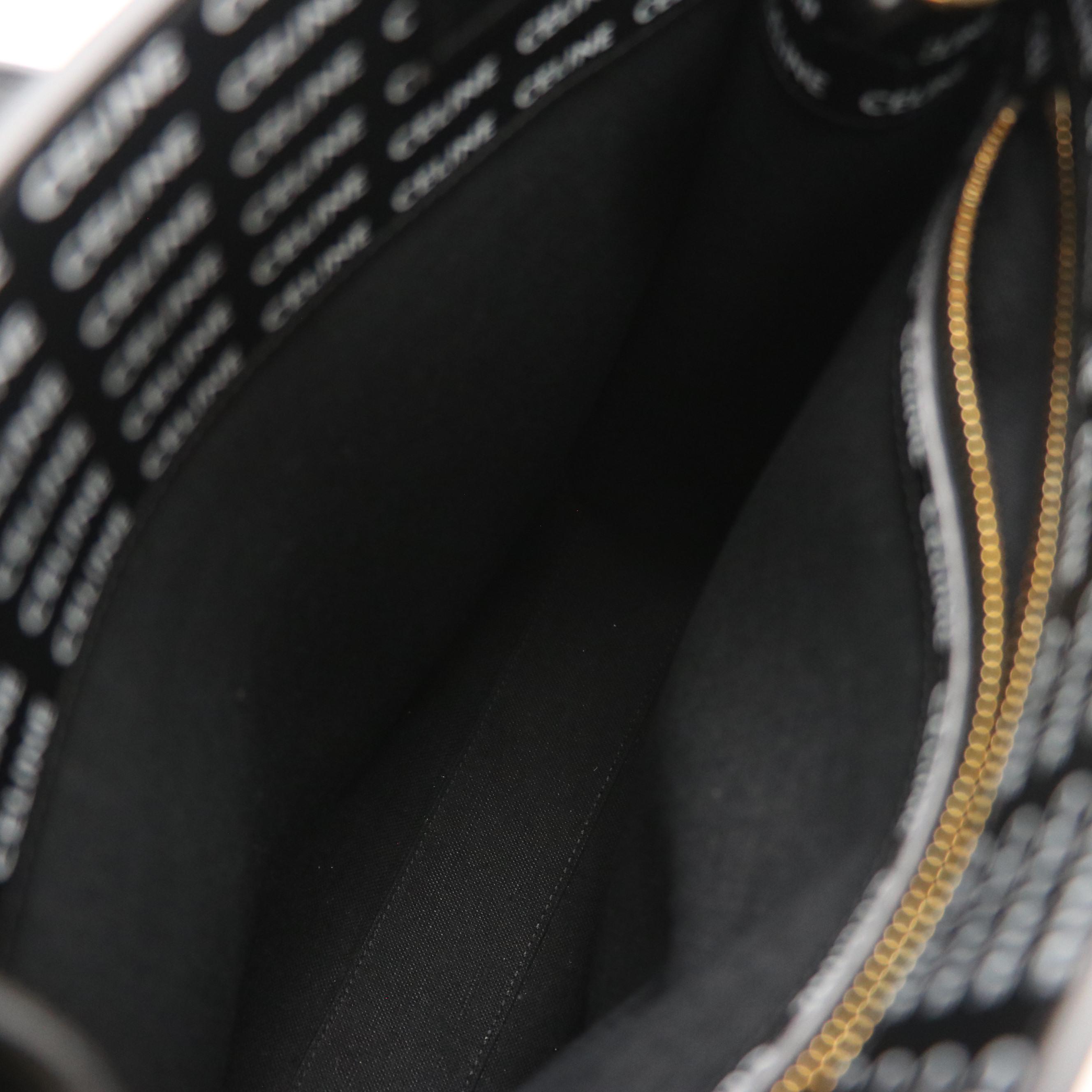 Celine Vertical Two-Way Tote in Black and White Canvas and Leather Trim