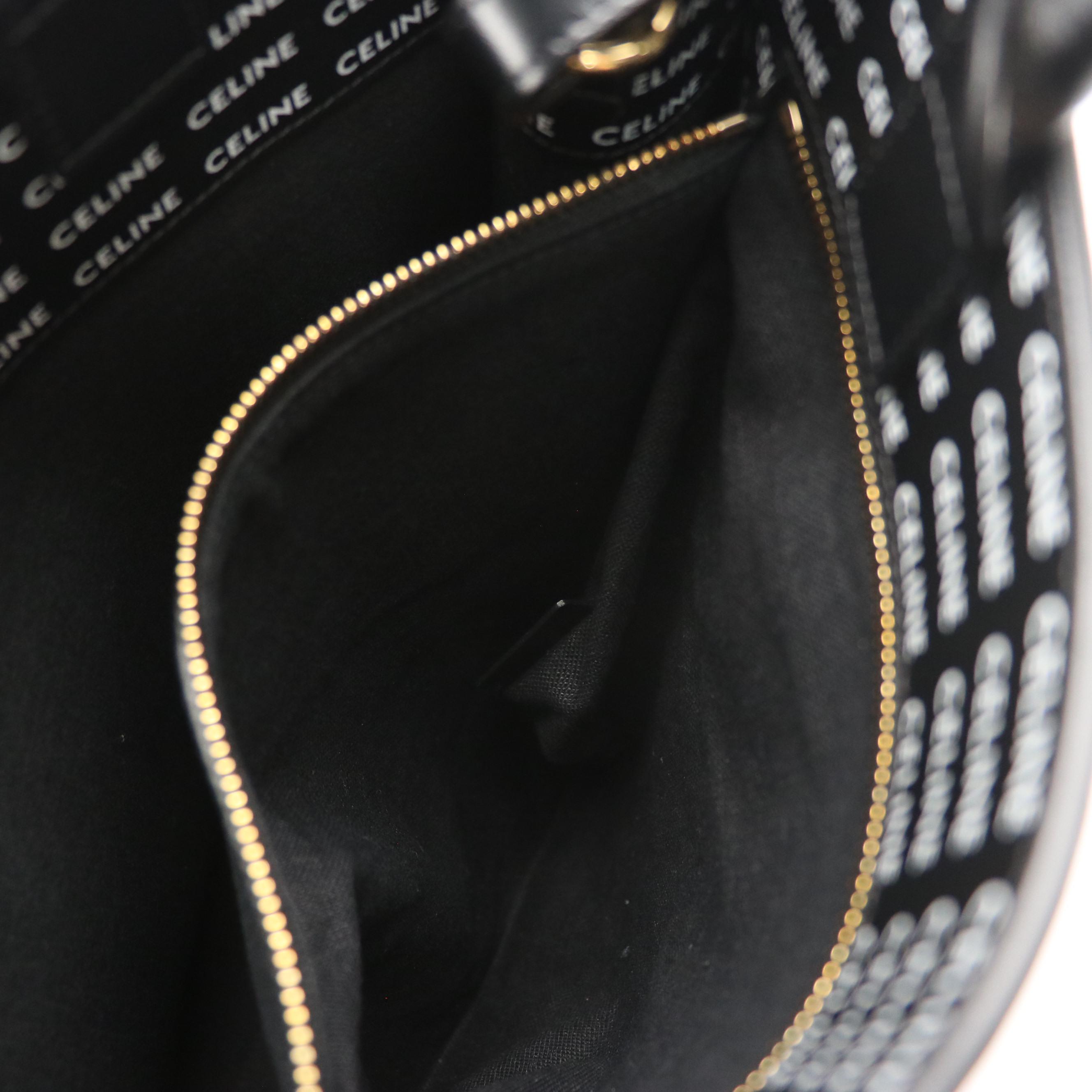 Celine Vertical Two-Way Tote in Black and White Canvas and Leather Trim