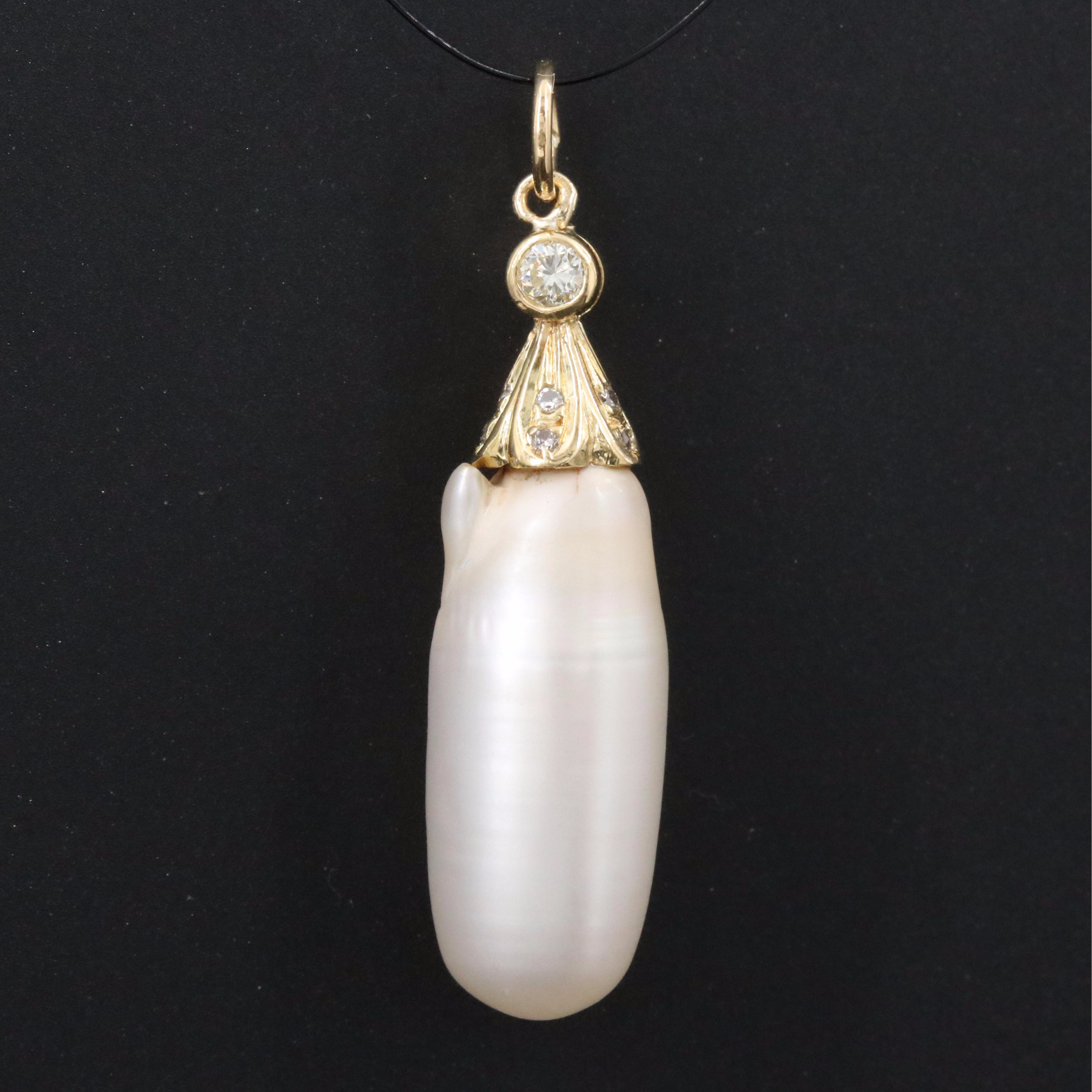 18K Pearl and Diamond Pendant