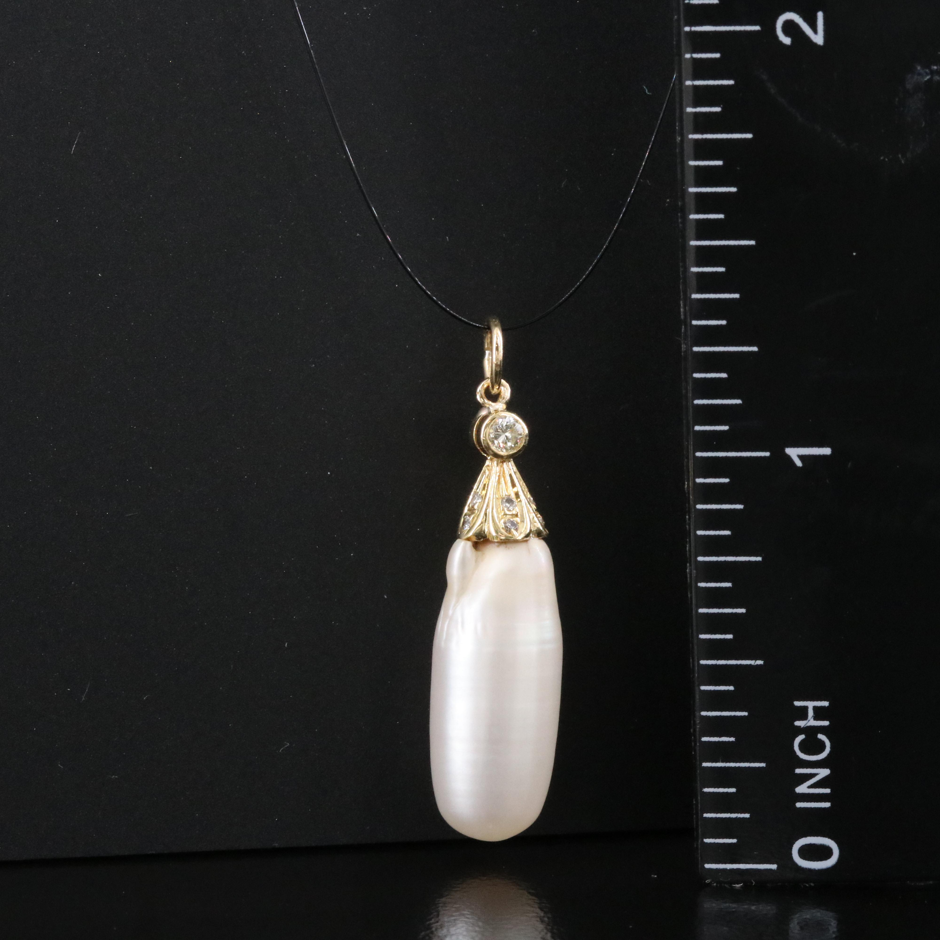 18K Pearl and Diamond Pendant