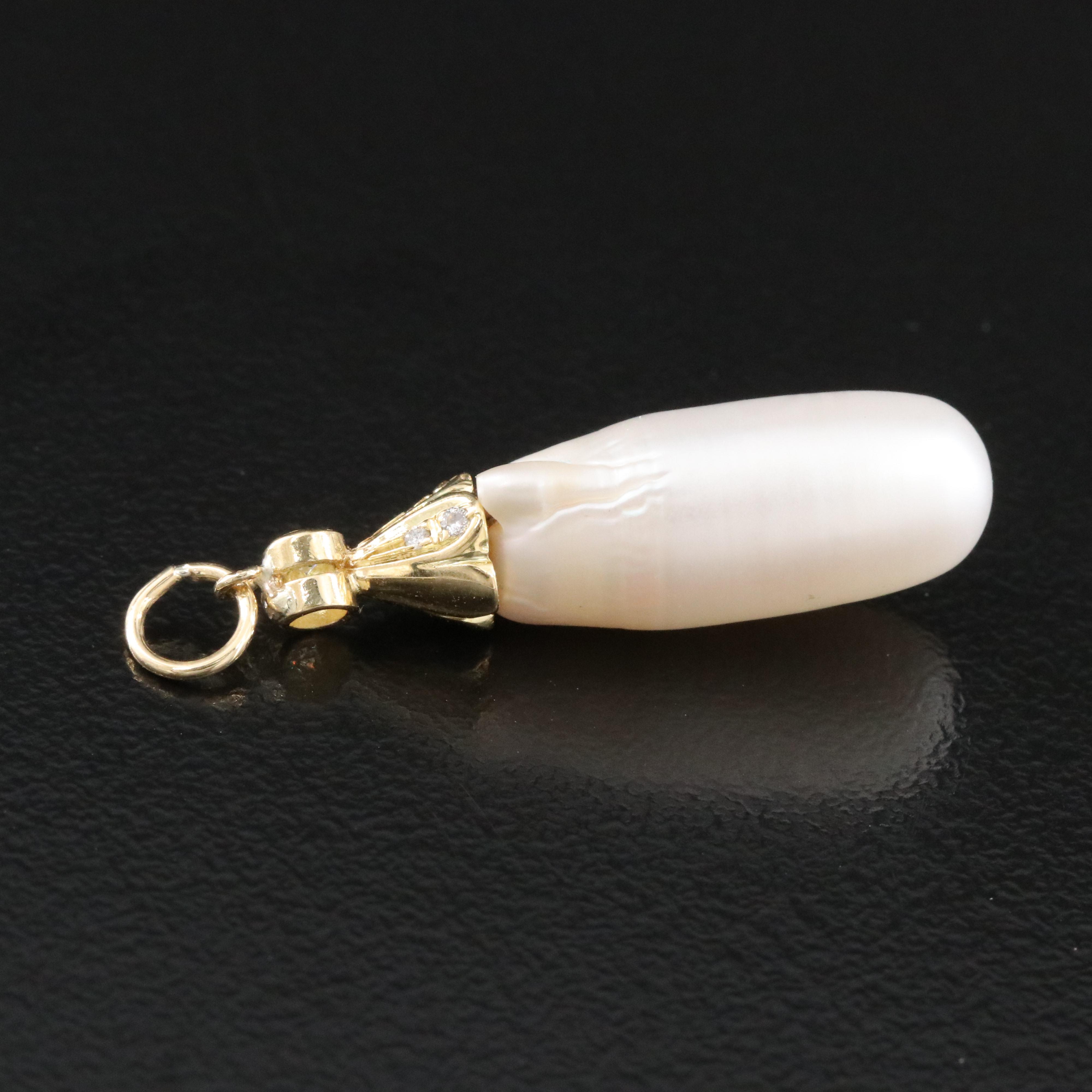 18K Pearl and Diamond Pendant