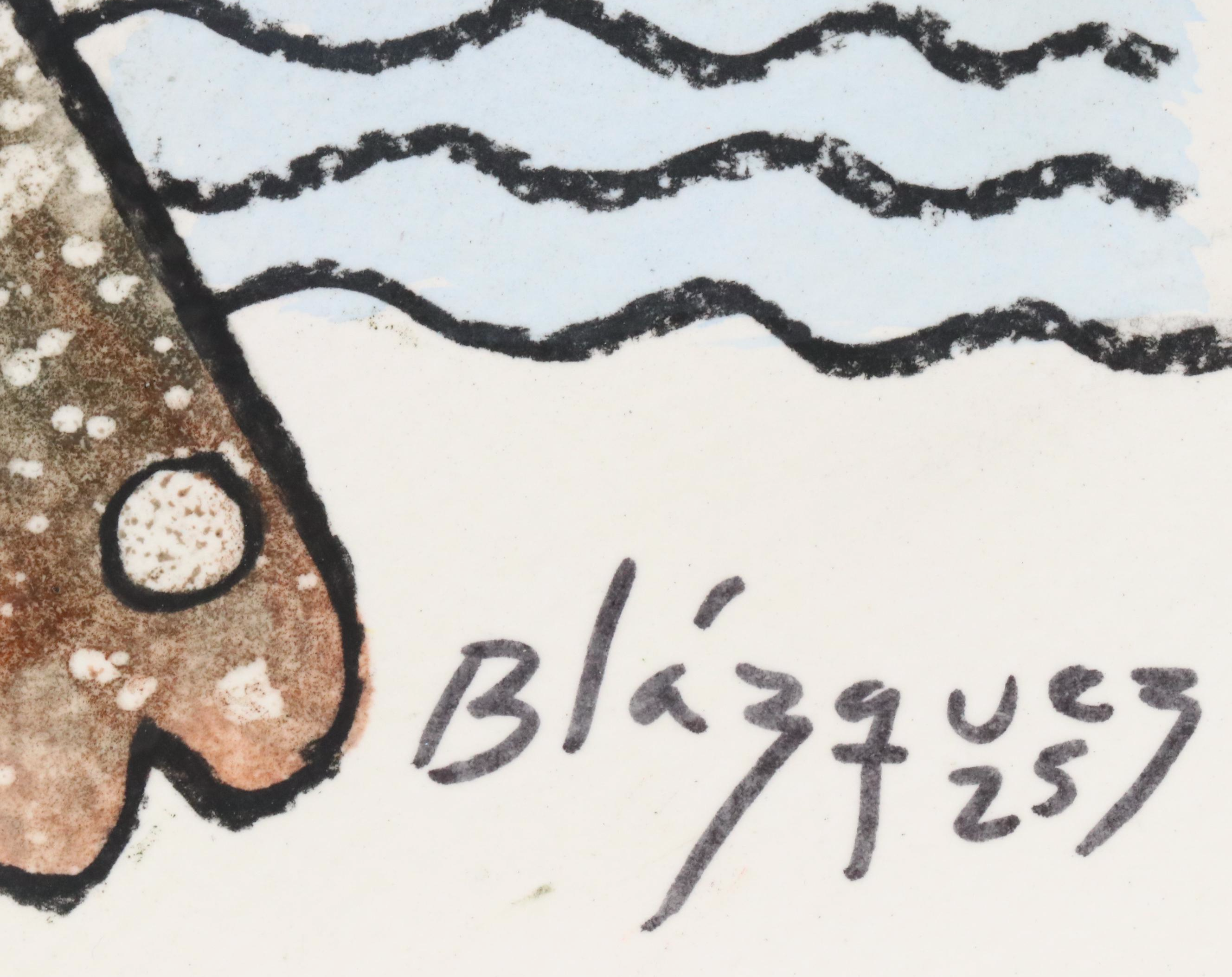 Michel Blázquez Surrealist Mixed Media Painting "Untitled #66," 2025