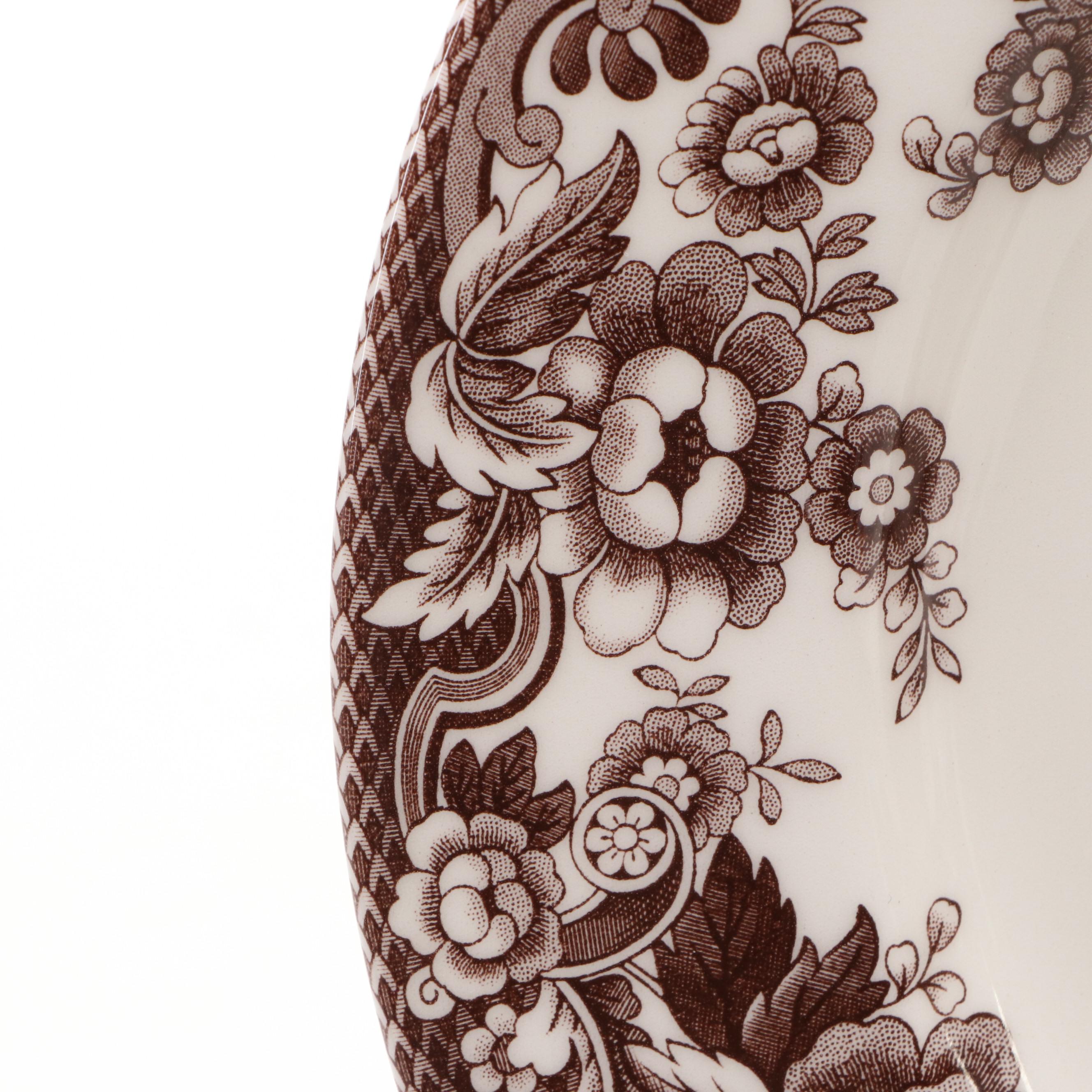 Spode "Woodland" Brown Transferware Ceramic Plates