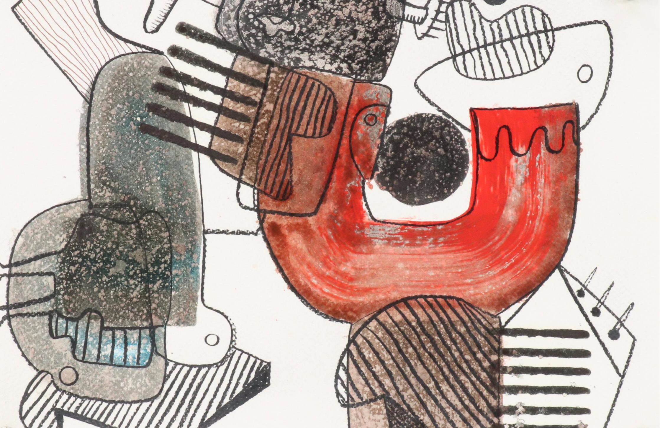 Michel Blázquez Surrealist Mixed Media Painting "Untitled #62," 2025