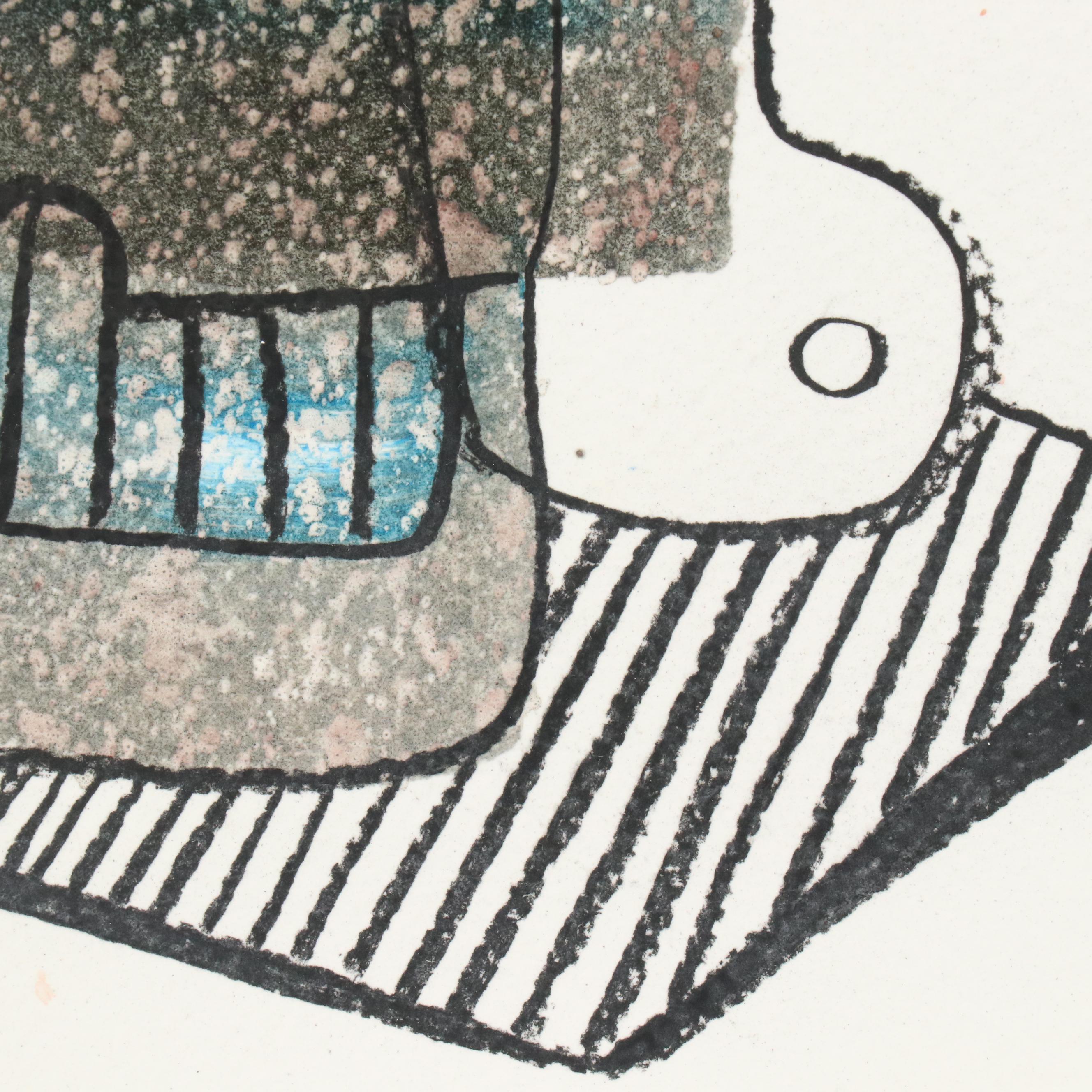 Michel Blázquez Surrealist Mixed Media Painting "Untitled #62," 2025