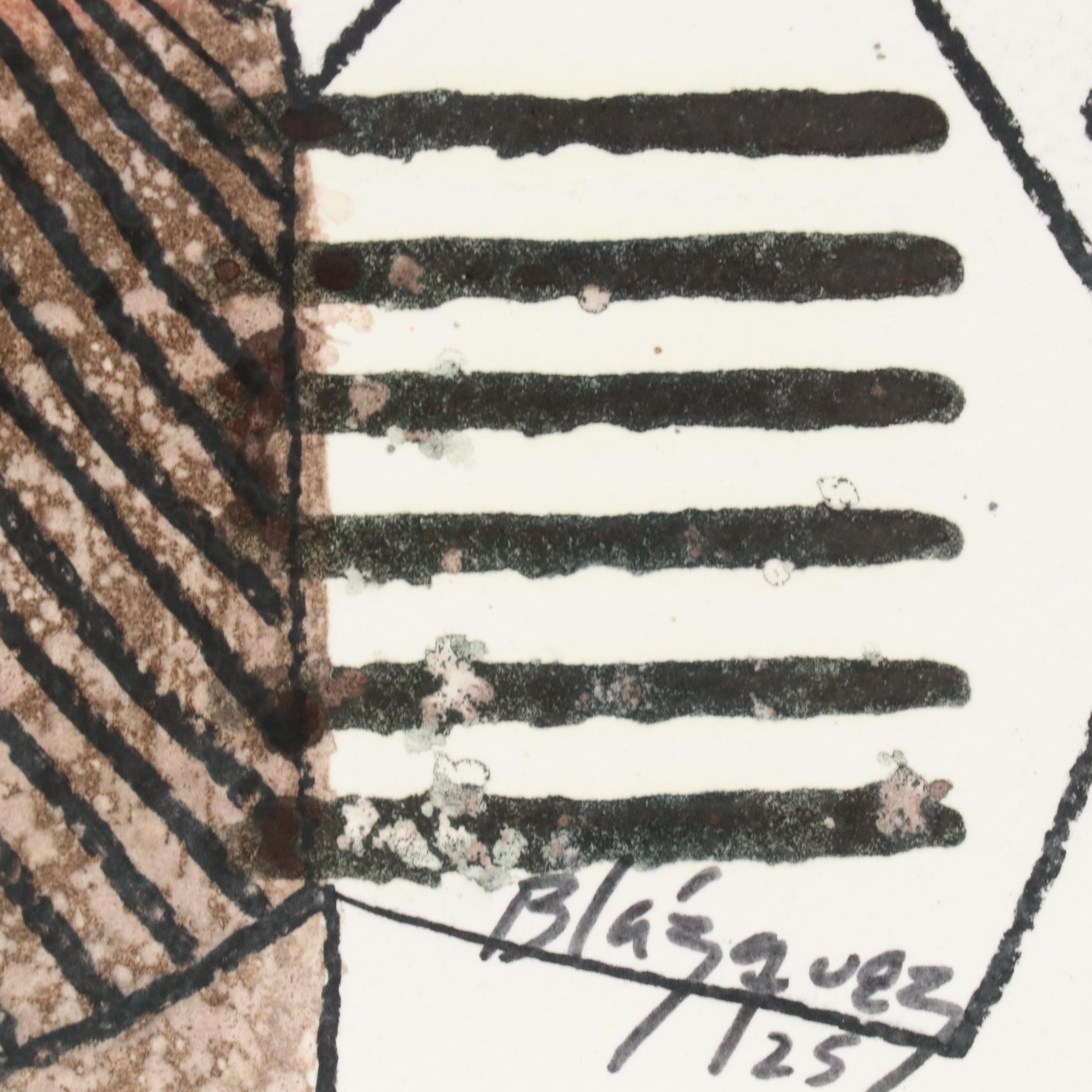 Michel Blázquez Surrealist Mixed Media Painting "Untitled #62," 2025