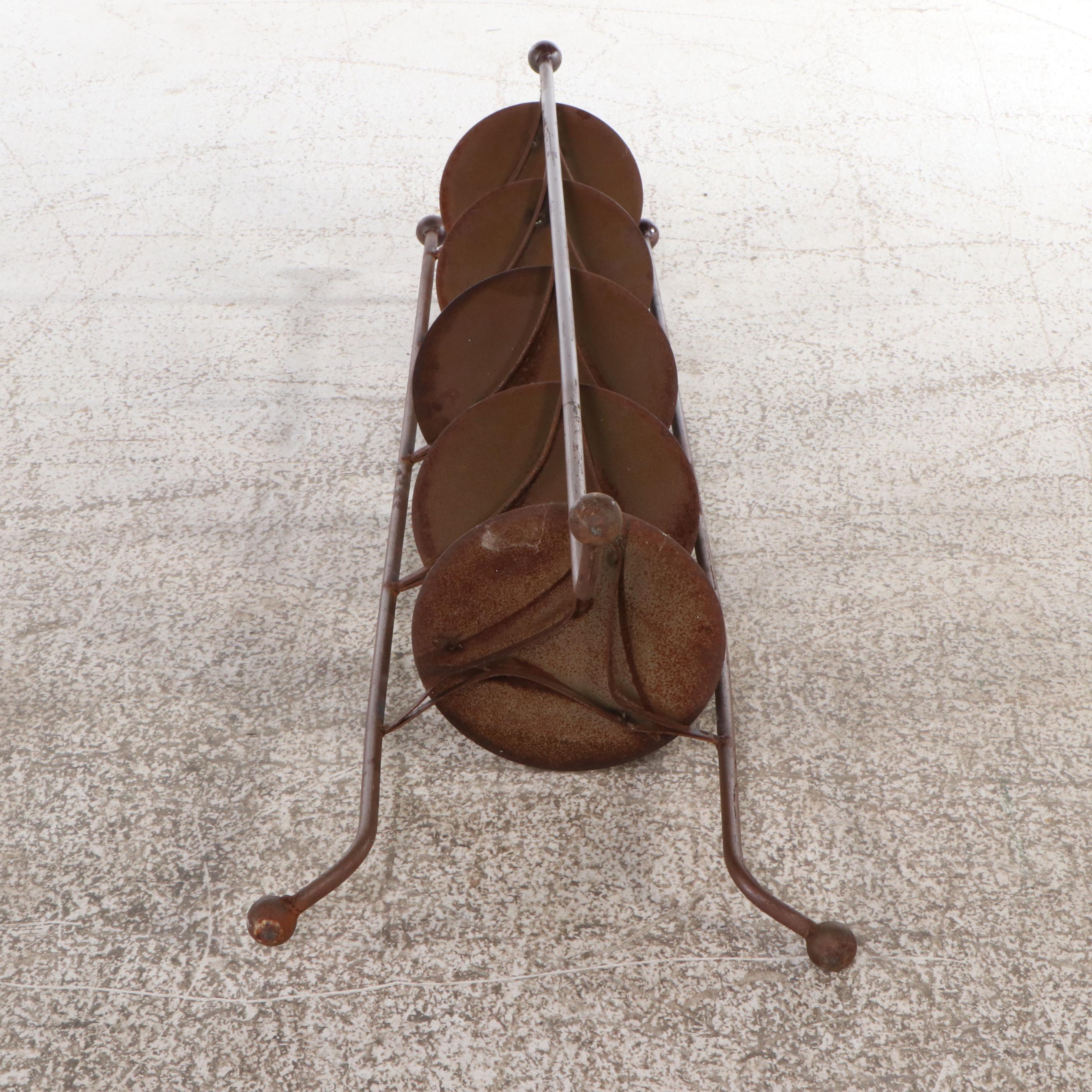 Metal Pot Rack with Wood Card File