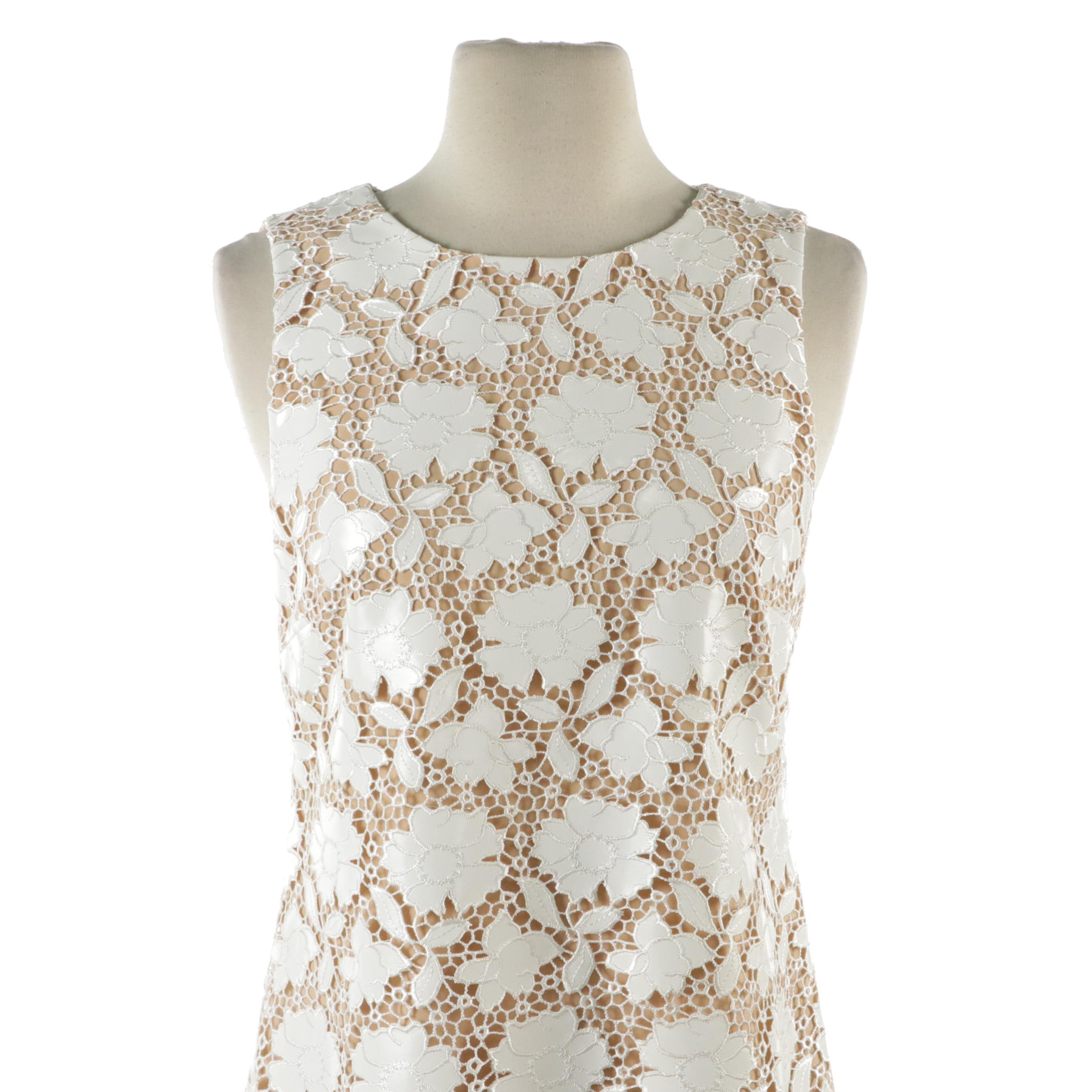 Alice + Olivia Patent Leather Lace Dress, Socialite Ruffled Halter-Neck Dress