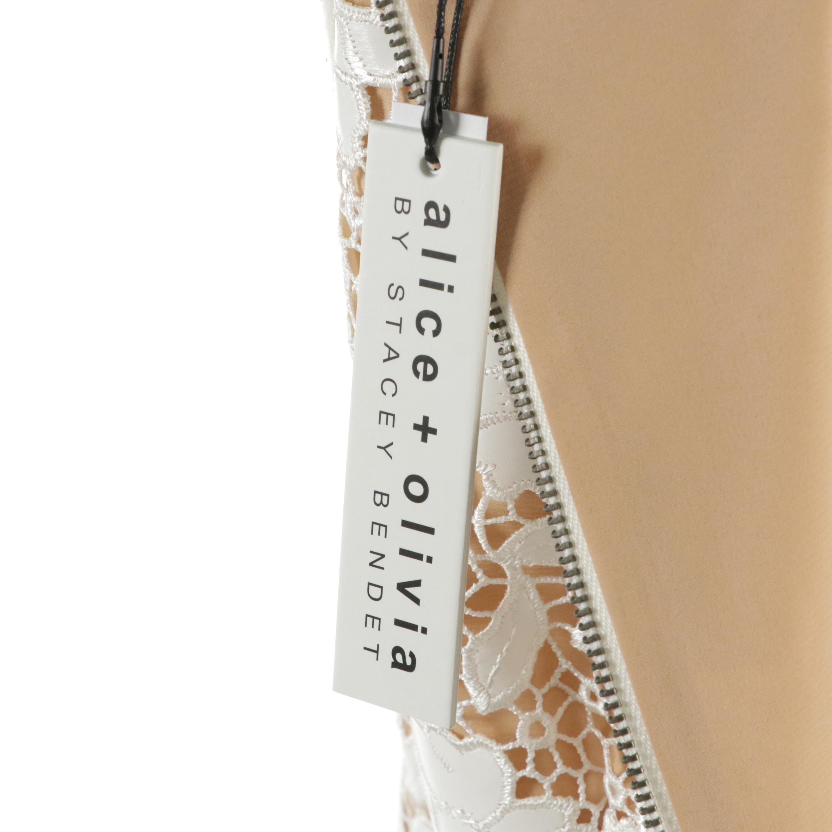 Alice + Olivia Patent Leather Lace Dress, Socialite Ruffled Halter-Neck Dress