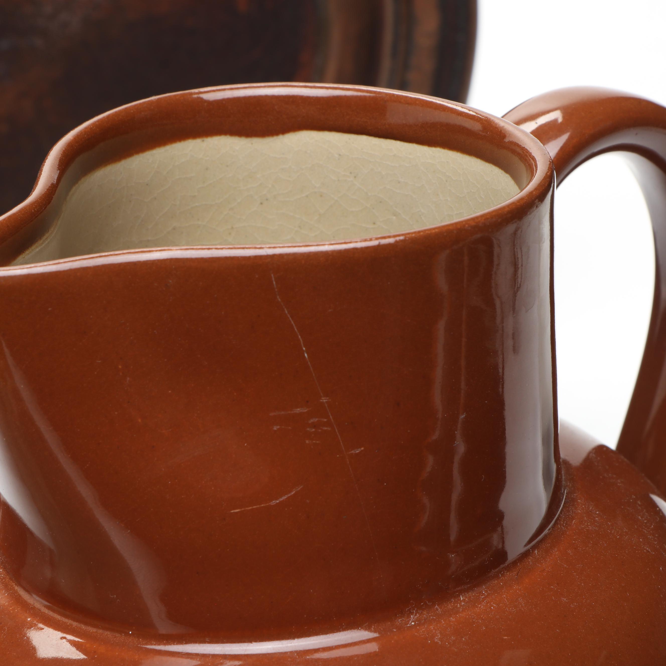 English Sprig Decorated Cider Jug with Mold and Other Victorian Kitchenware