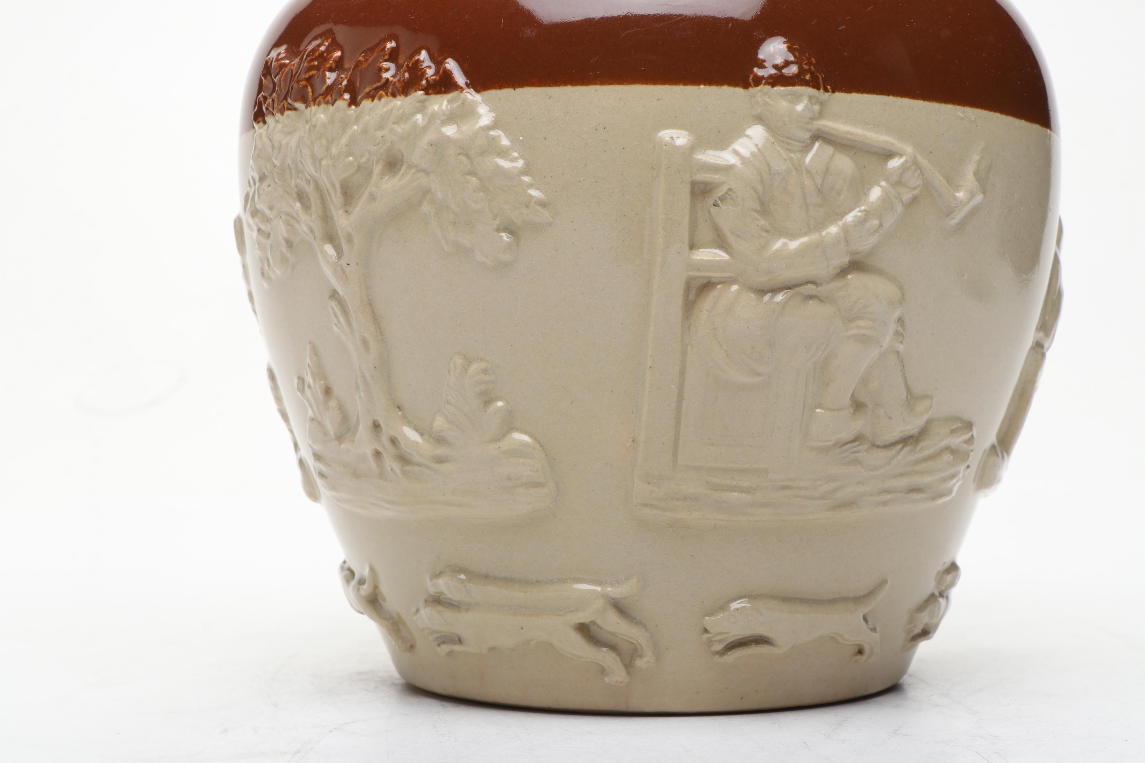 English Sprig Decorated Cider Jug with Mold and Other Victorian Kitchenware