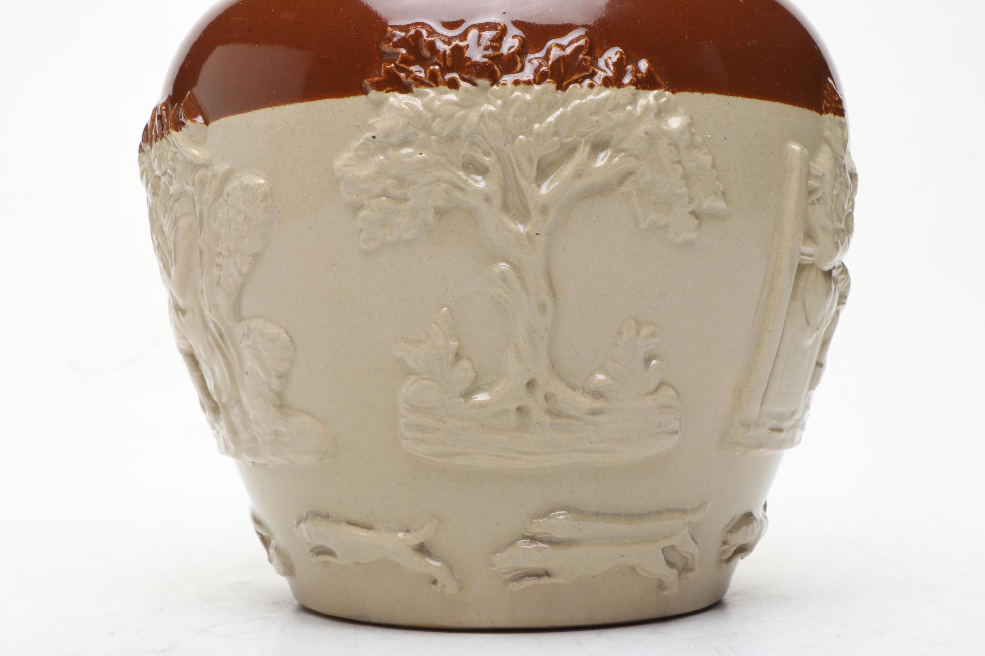 English Sprig Decorated Cider Jug with Mold and Other Victorian Kitchenware