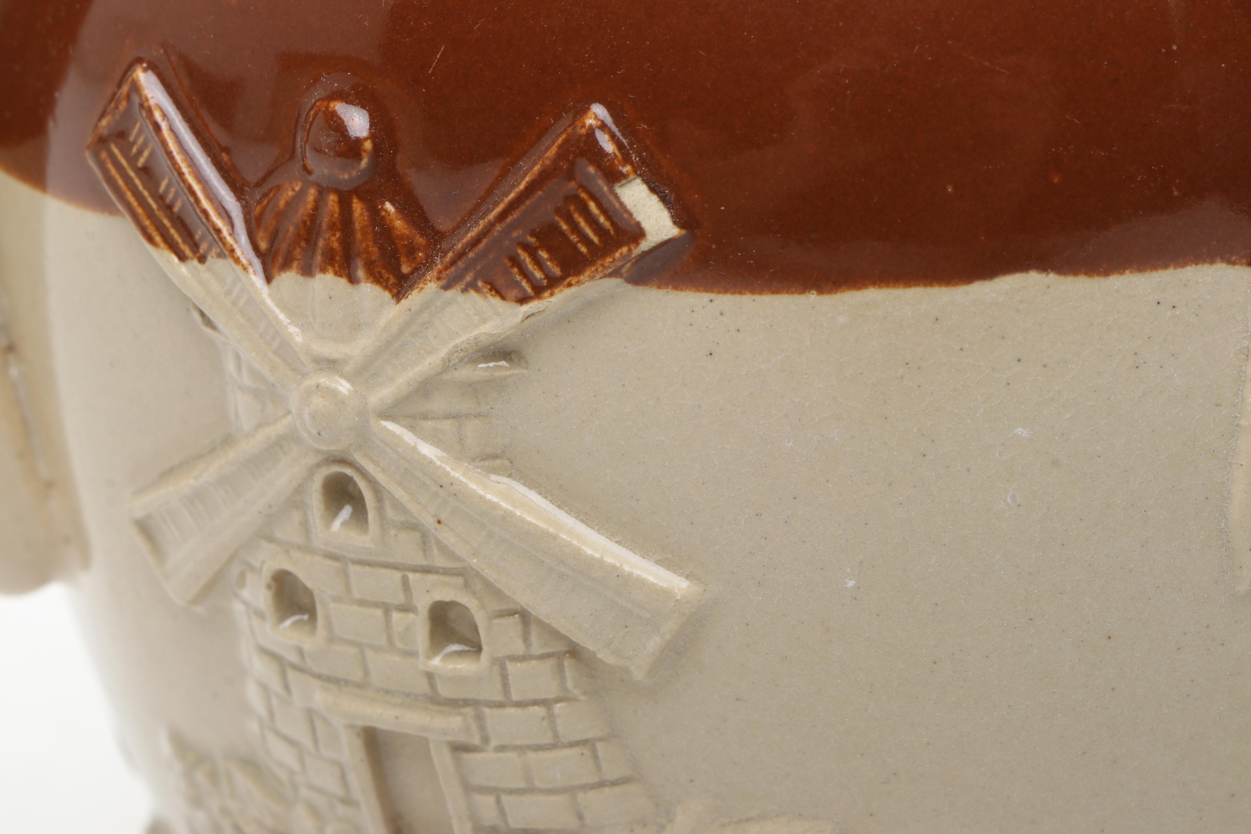 English Sprig Decorated Cider Jug with Mold and Other Victorian Kitchenware