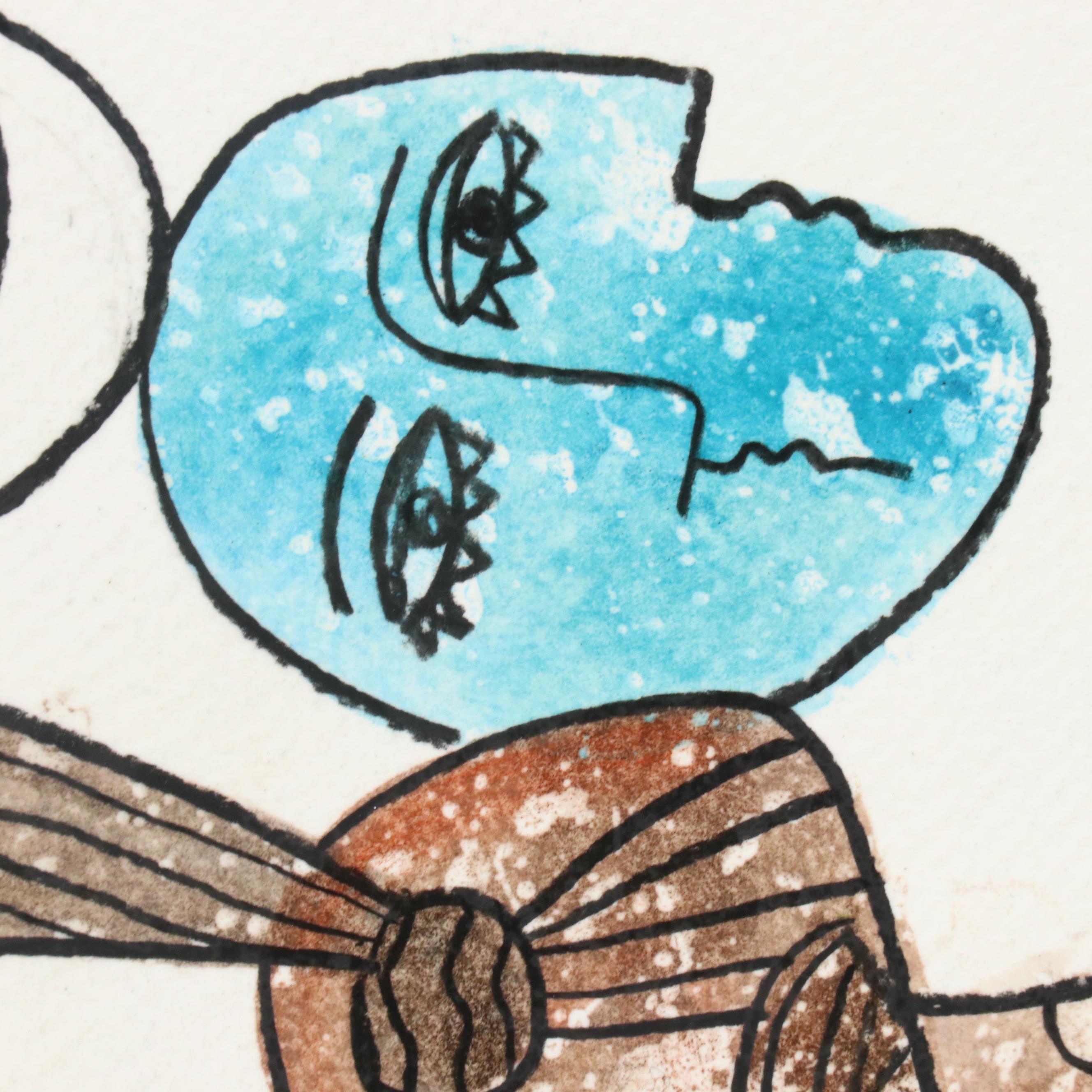 Michel Blázquez Surrealist Mixed Media Painting "Untitled #63," 2025