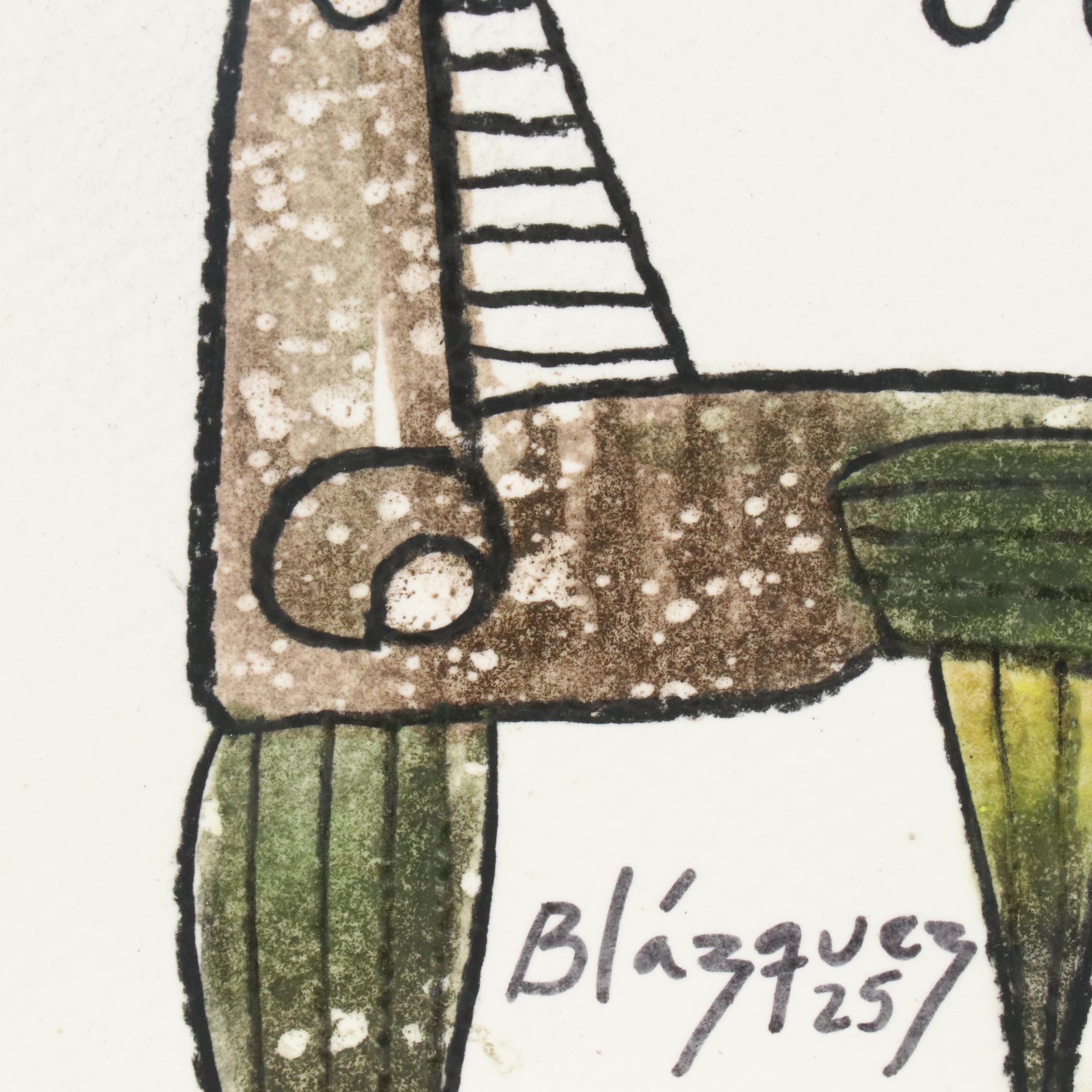 Michel Blázquez Surrealist Mixed Media Painting "Untitled #63," 2025