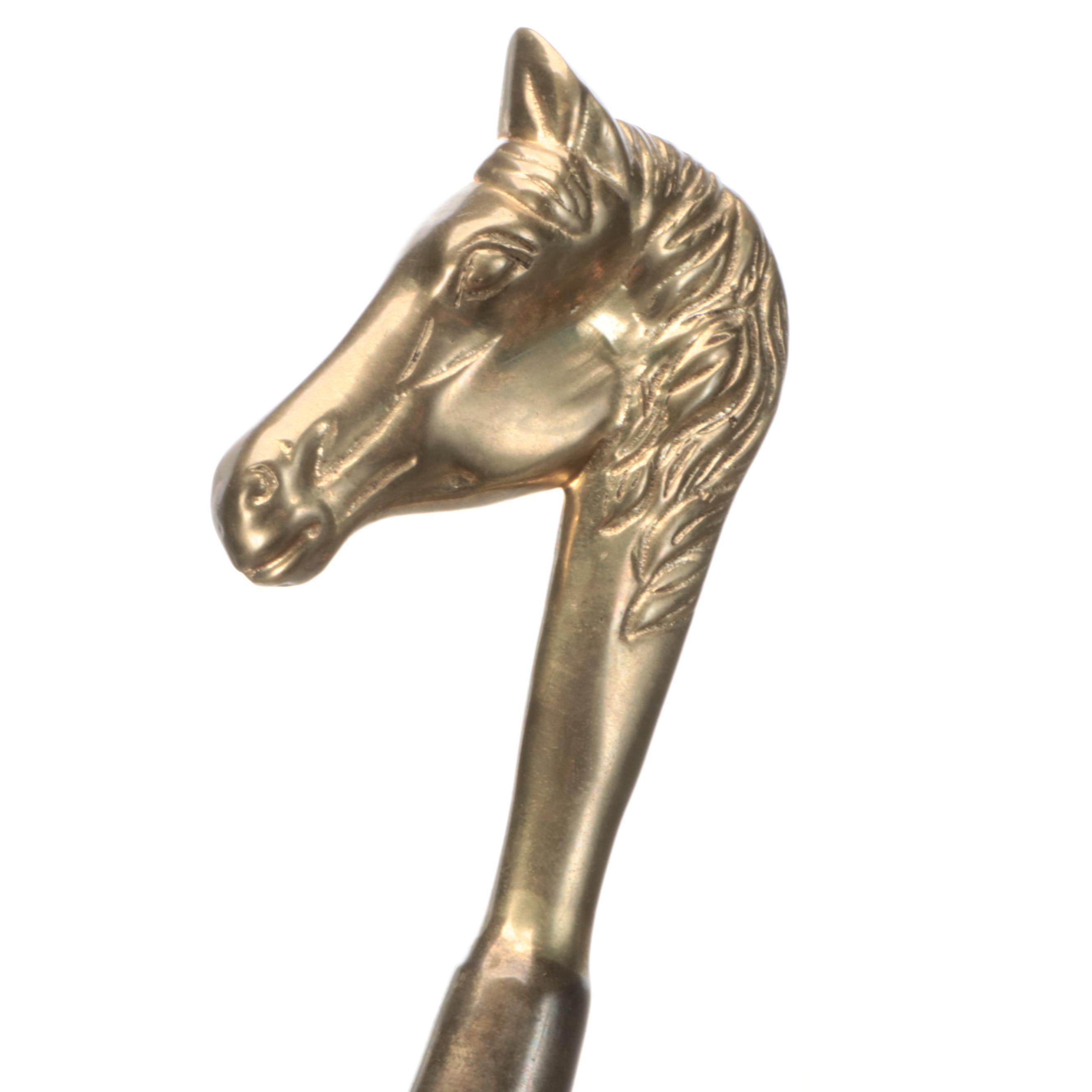 Brass and Wood Horse Head Valet Stand