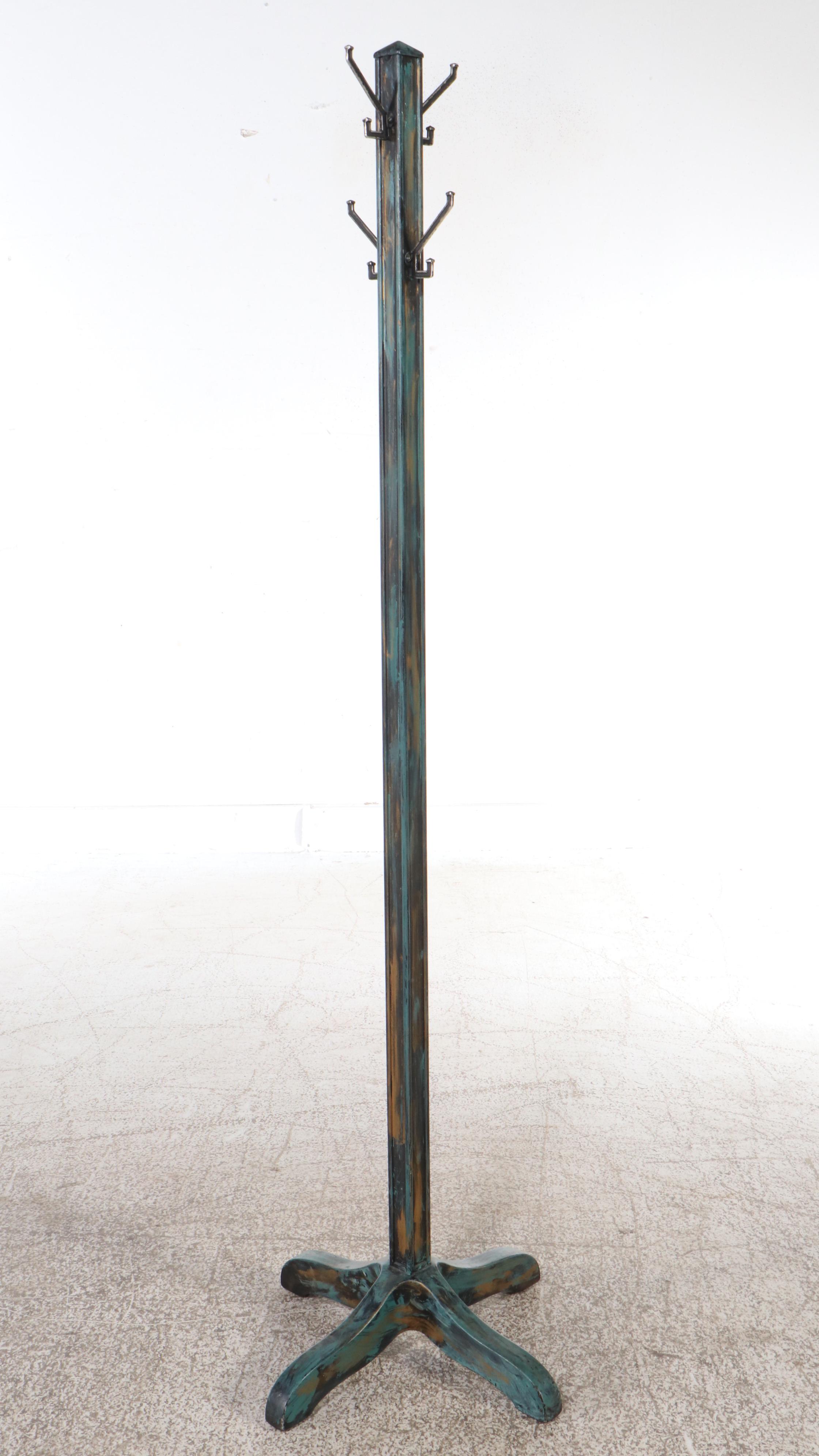 Oak and Other Painted Wood Coat Rack, 20th Century