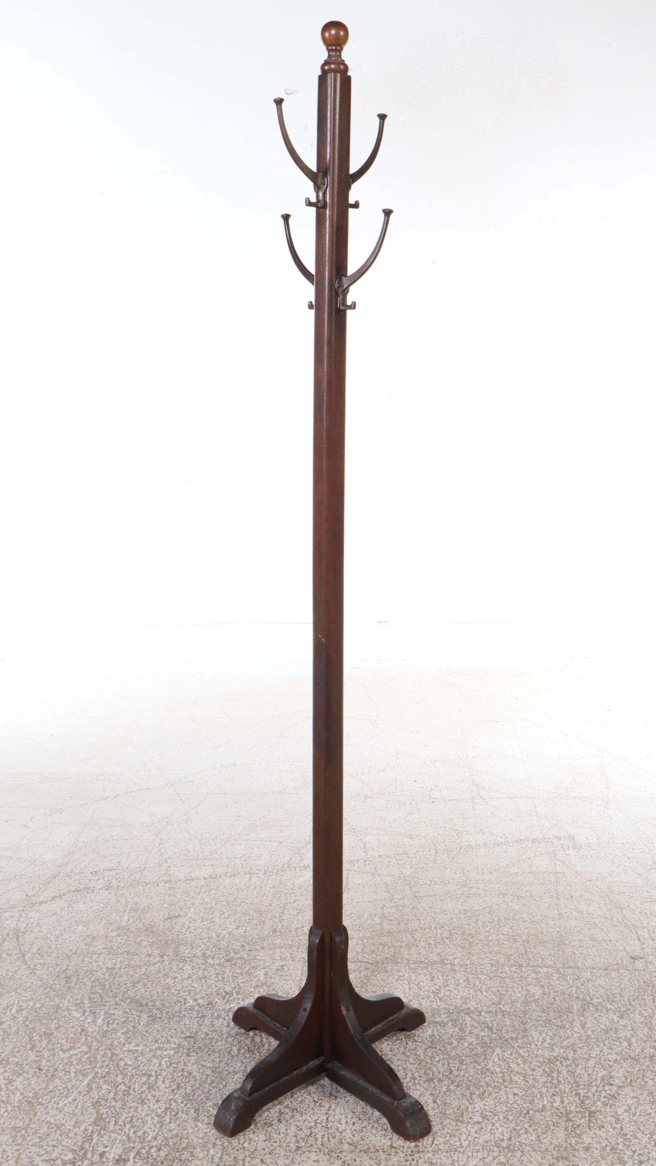 Oak and Other Painted Wood Coat Rack, 20th Century