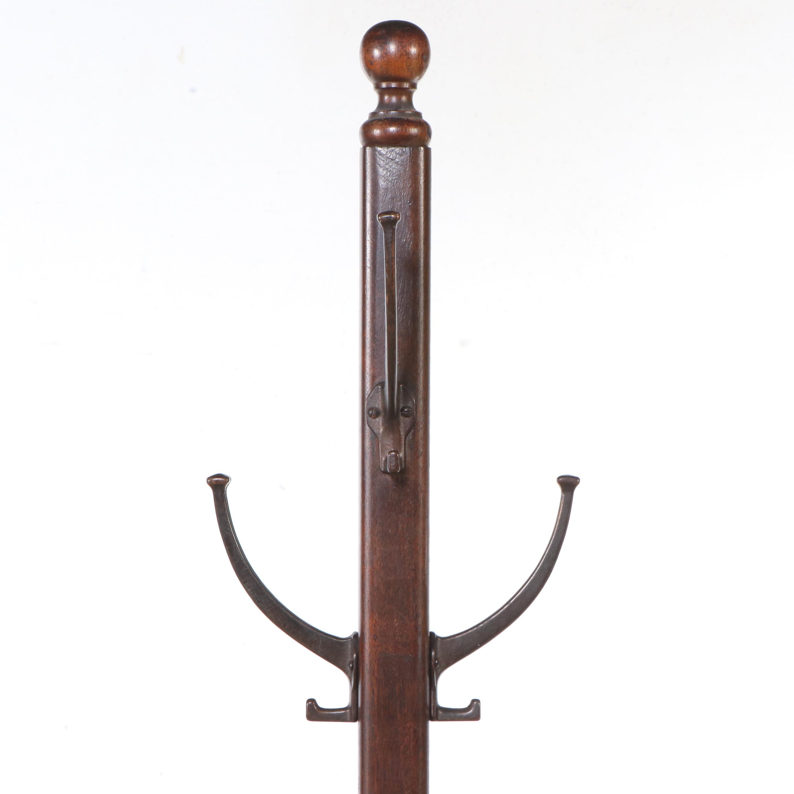 Oak and Other Painted Wood Coat Rack, 20th Century