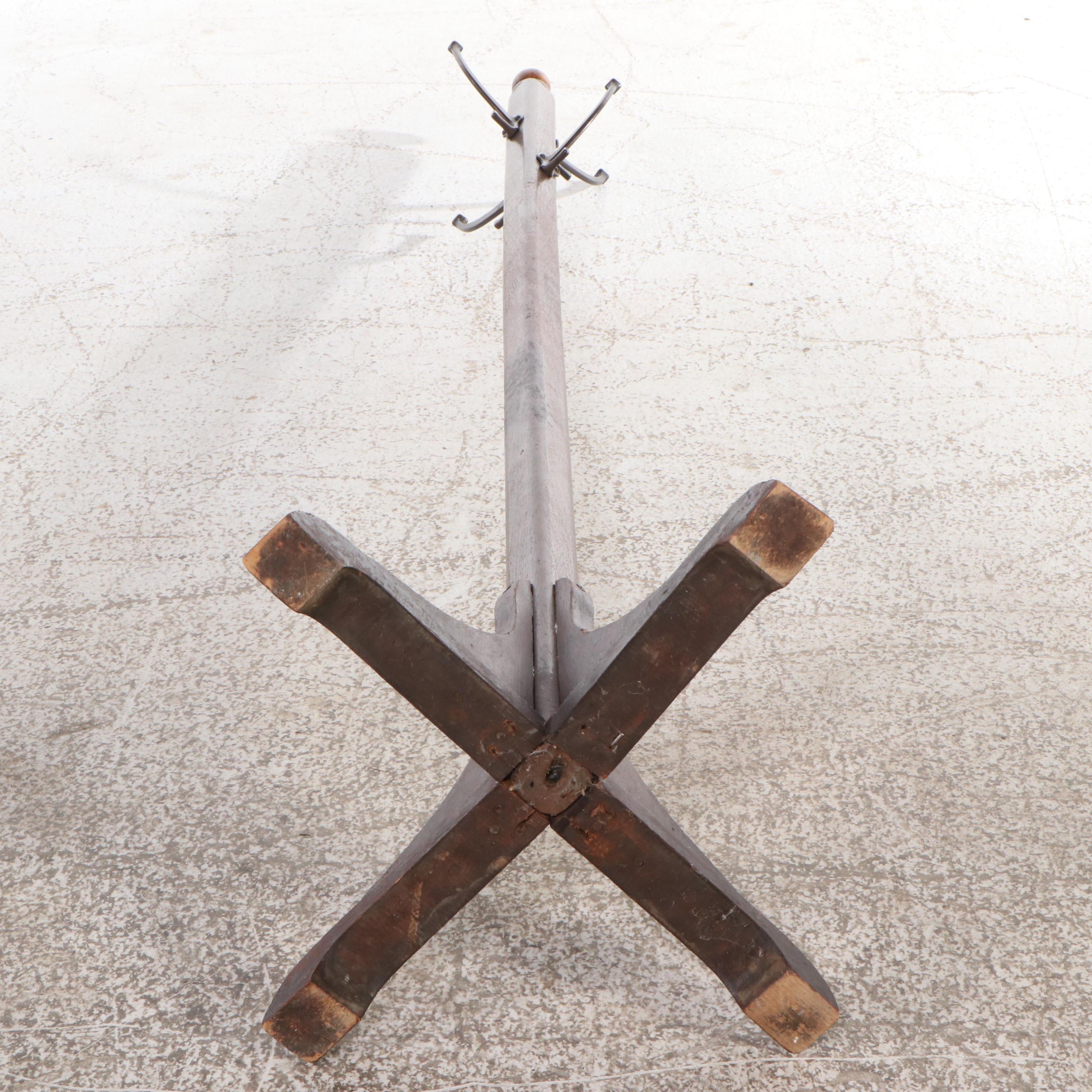 Oak and Other Painted Wood Coat Rack, 20th Century