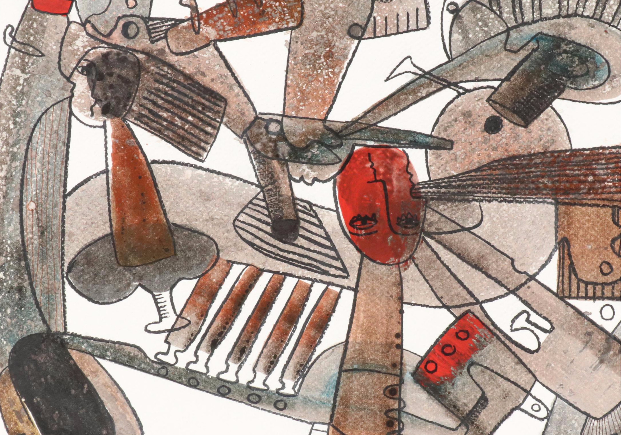 Michel Blázquez Surrealist Mixed Media Painting "Untitled #60," 2025