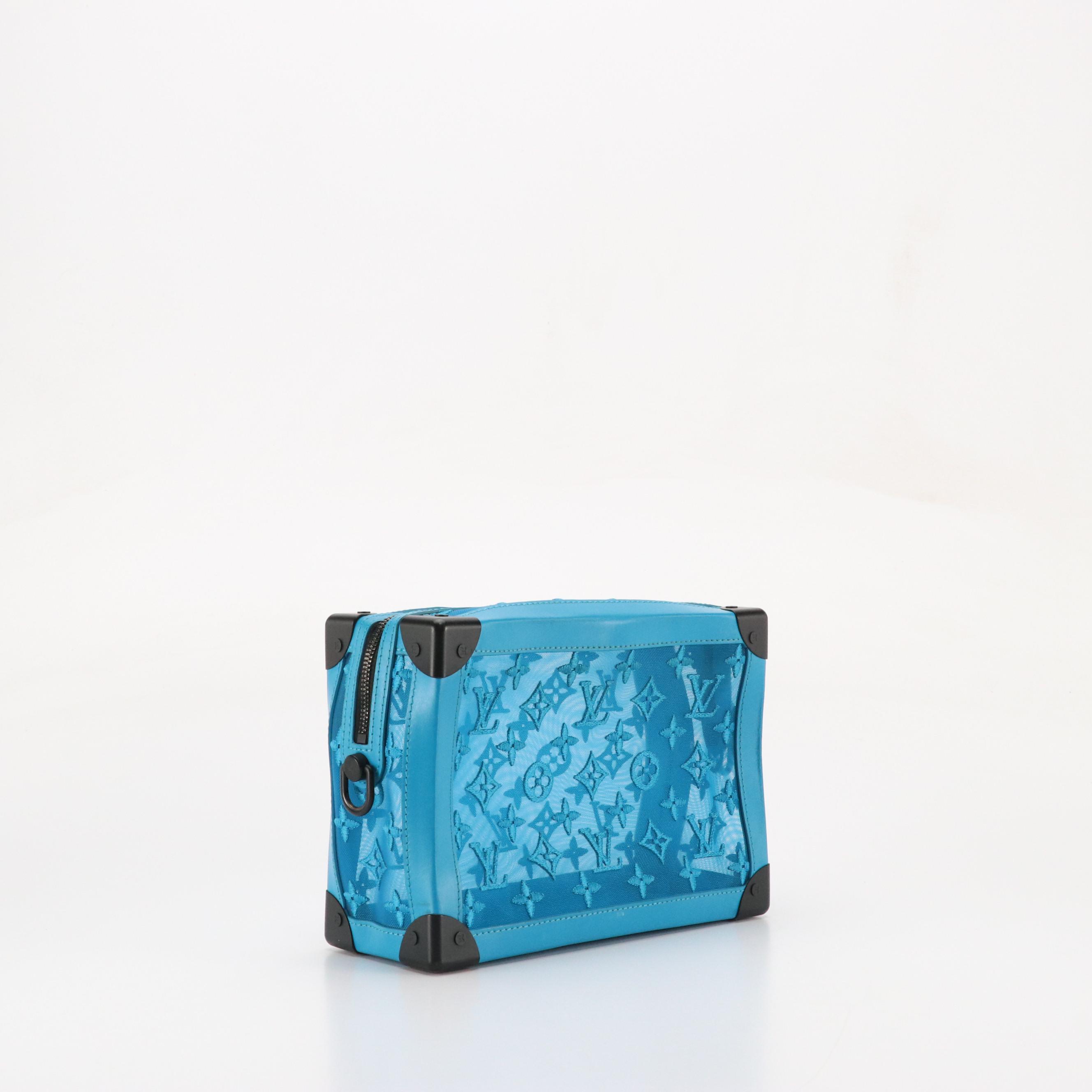 Louis Vuitton Trunk Crossbody Bag in Blue See-Through Monogram Mesh and Leather