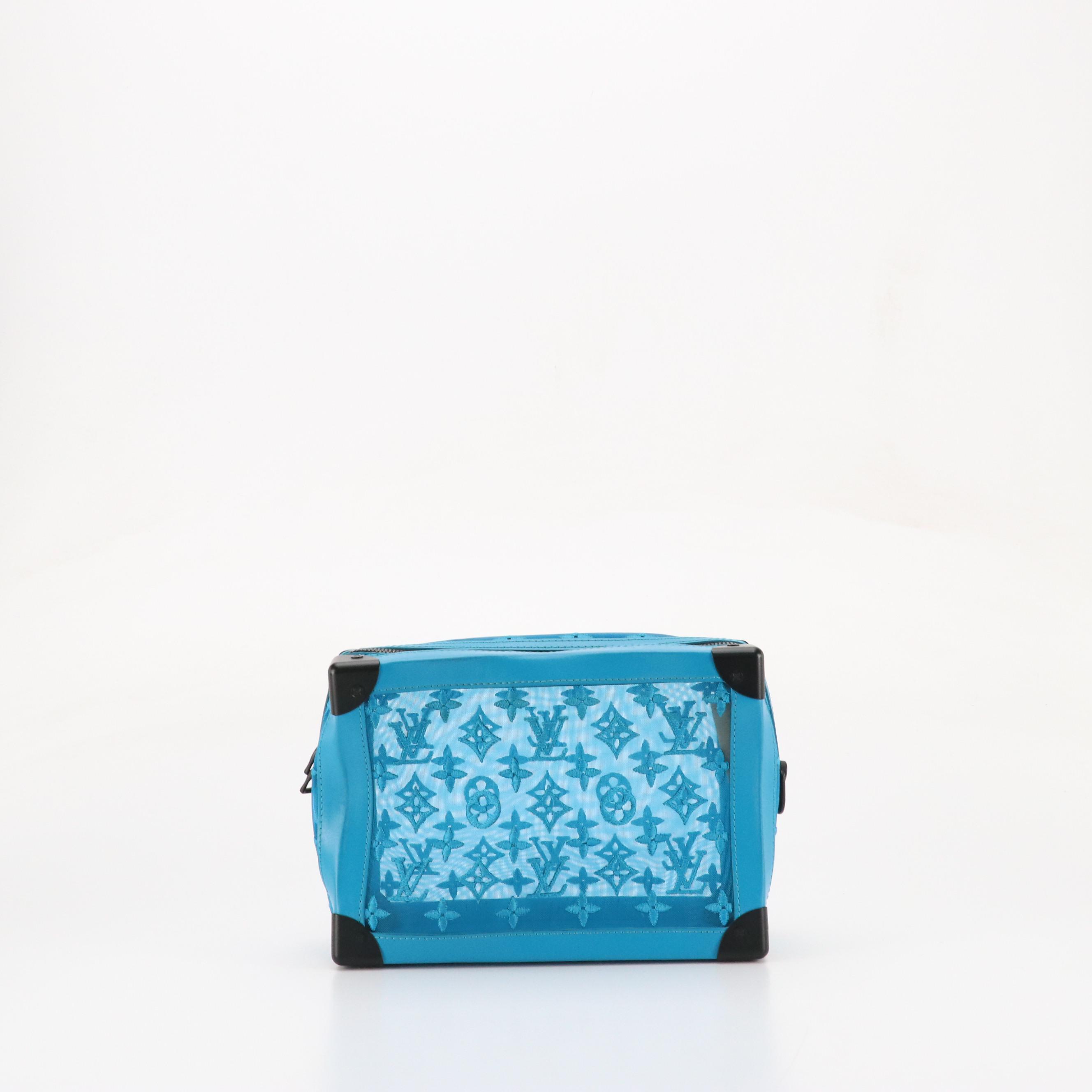 Louis Vuitton Trunk Crossbody Bag in Blue See-Through Monogram Mesh and Leather