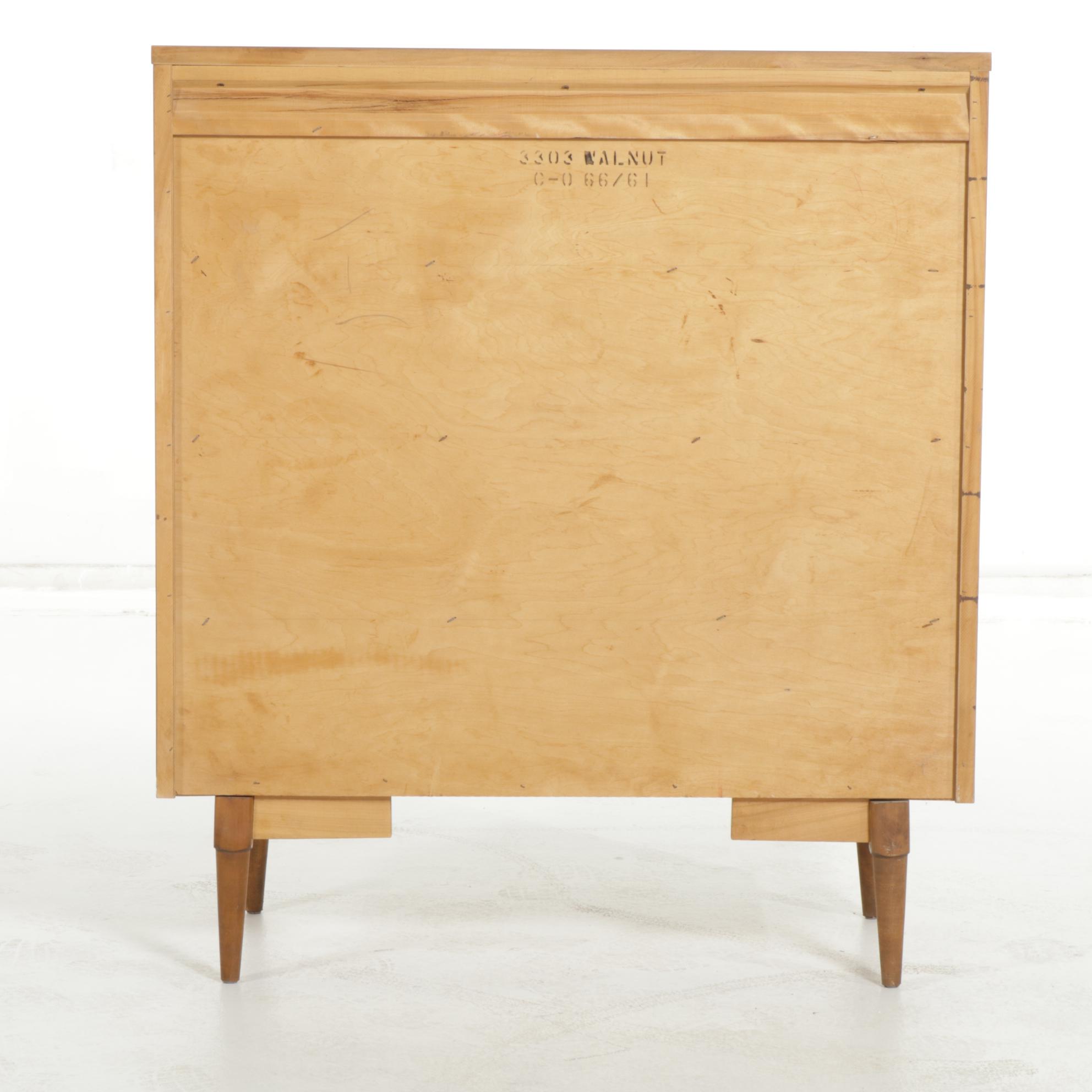 J.W. Kilgour Mid Century Modern Walnut Chest of Drawers, Mid-20th Century