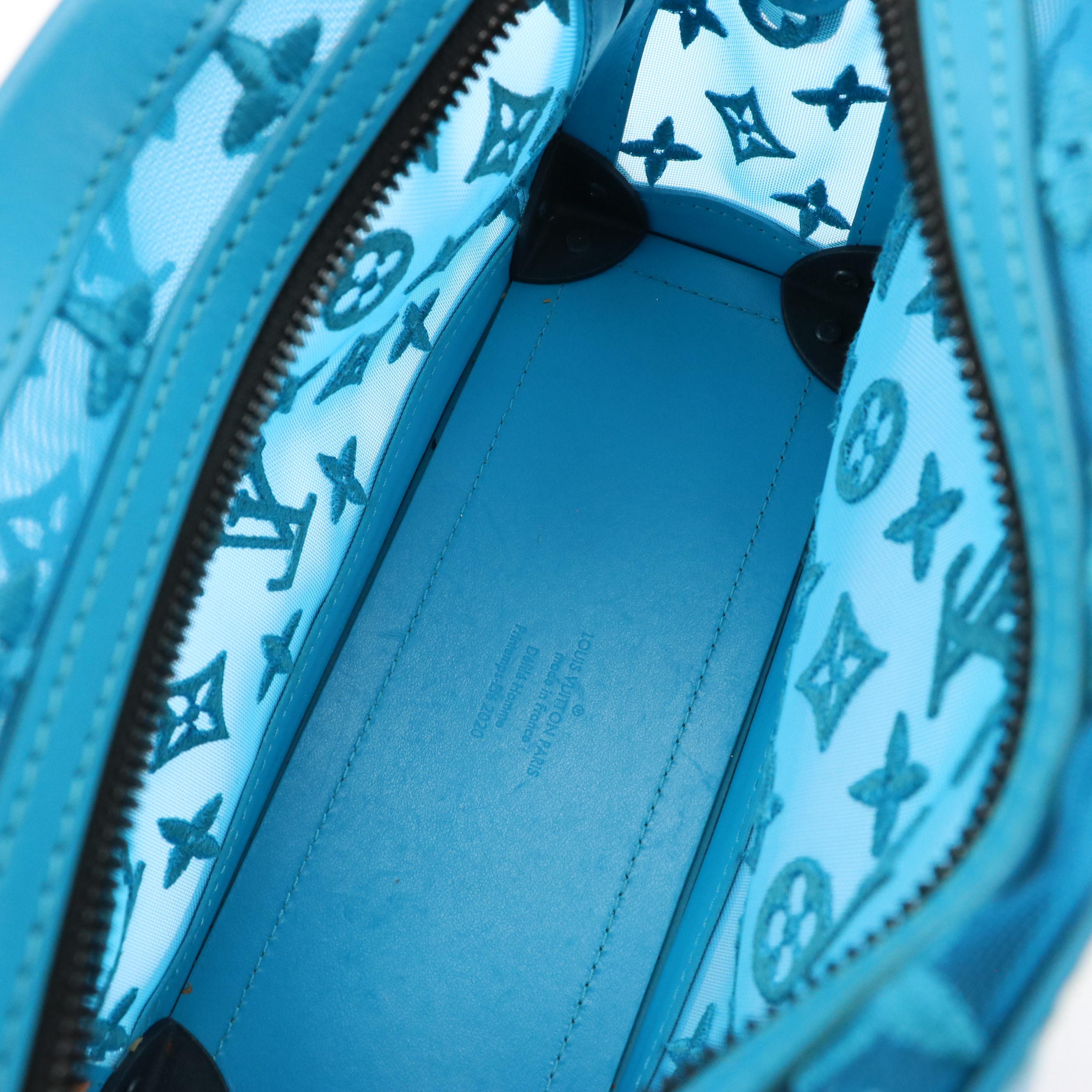 Louis Vuitton Trunk Crossbody Bag in Blue See-Through Monogram Mesh and Leather