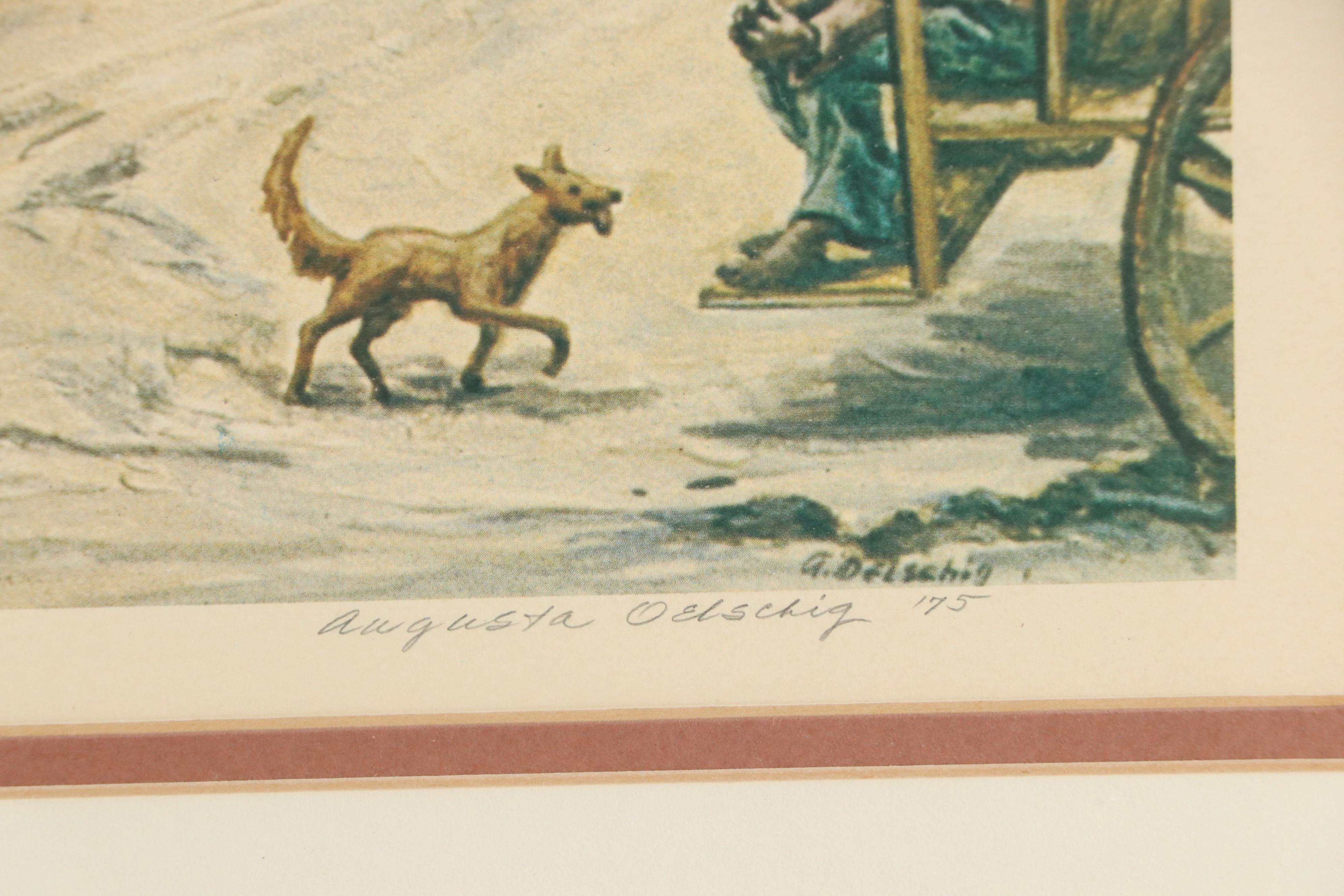 Augusta Oelschig Offset Lithograph "Old City Market, Savannah," 1975