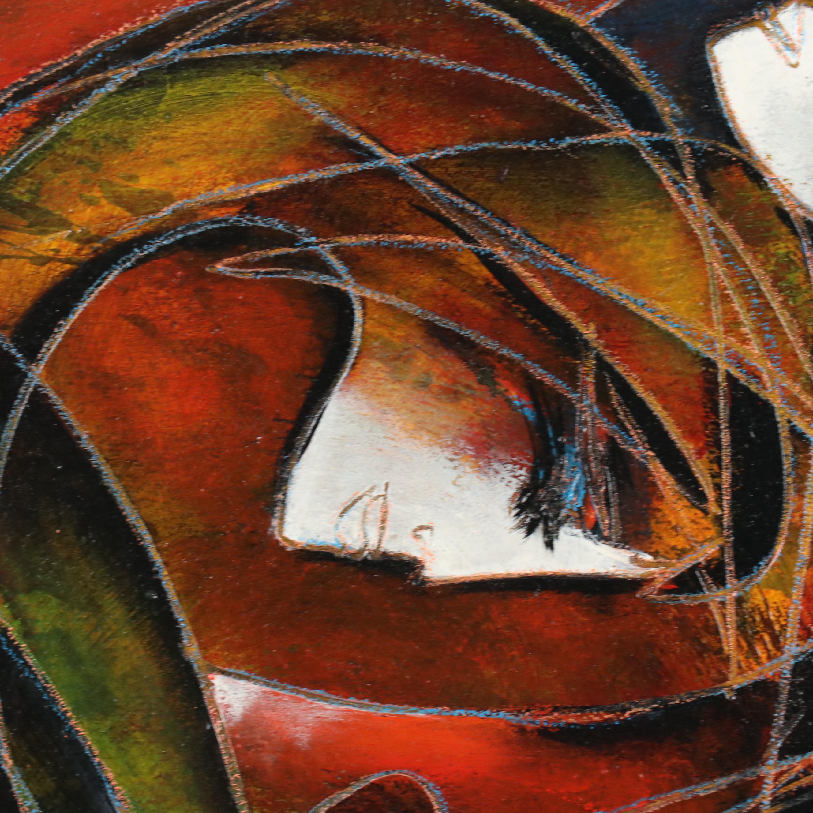 Jean-Claude Gaugy Carved Oil Painting "Deux Soeurs," 2001