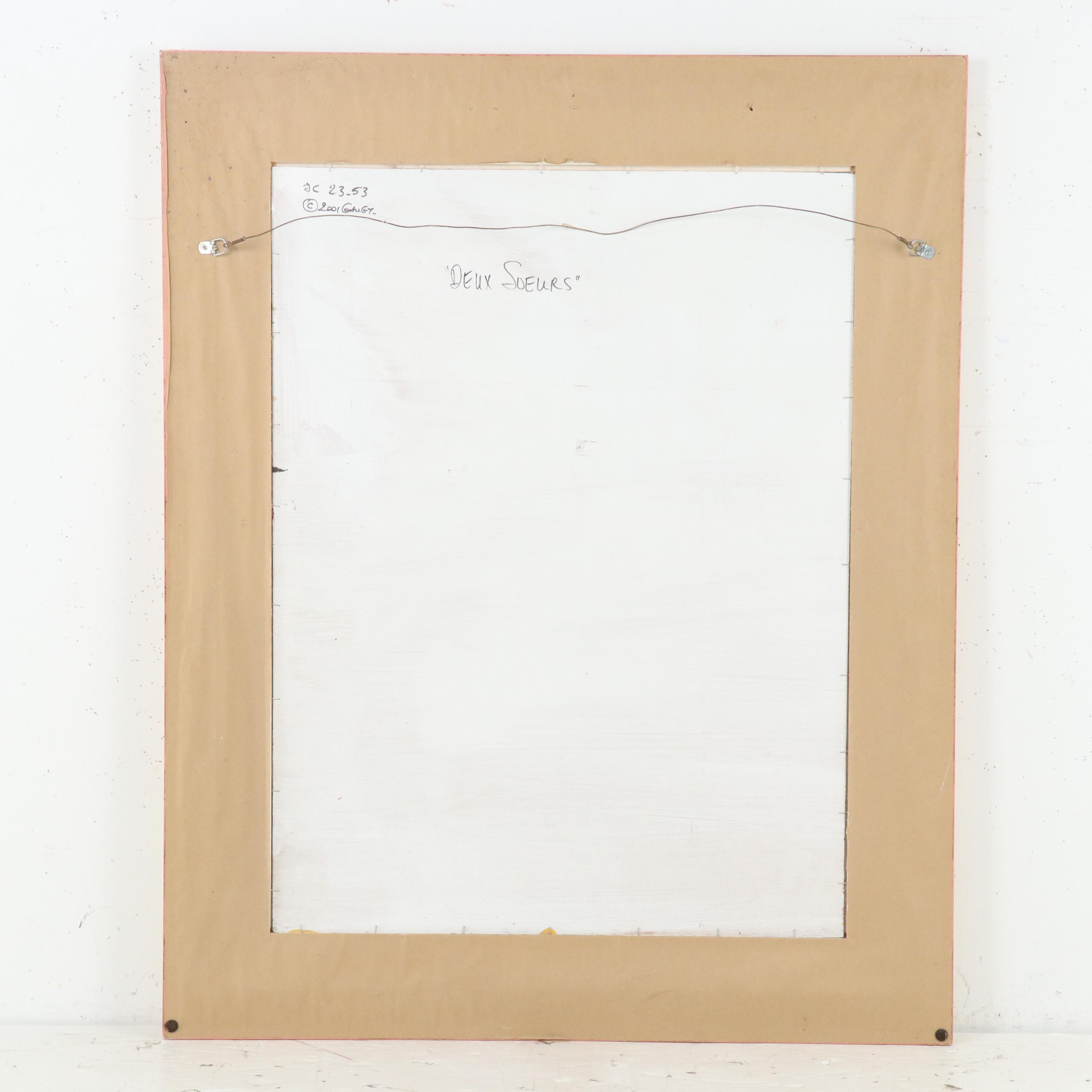 Jean-Claude Gaugy Carved Oil Painting "Deux Soeurs," 2001