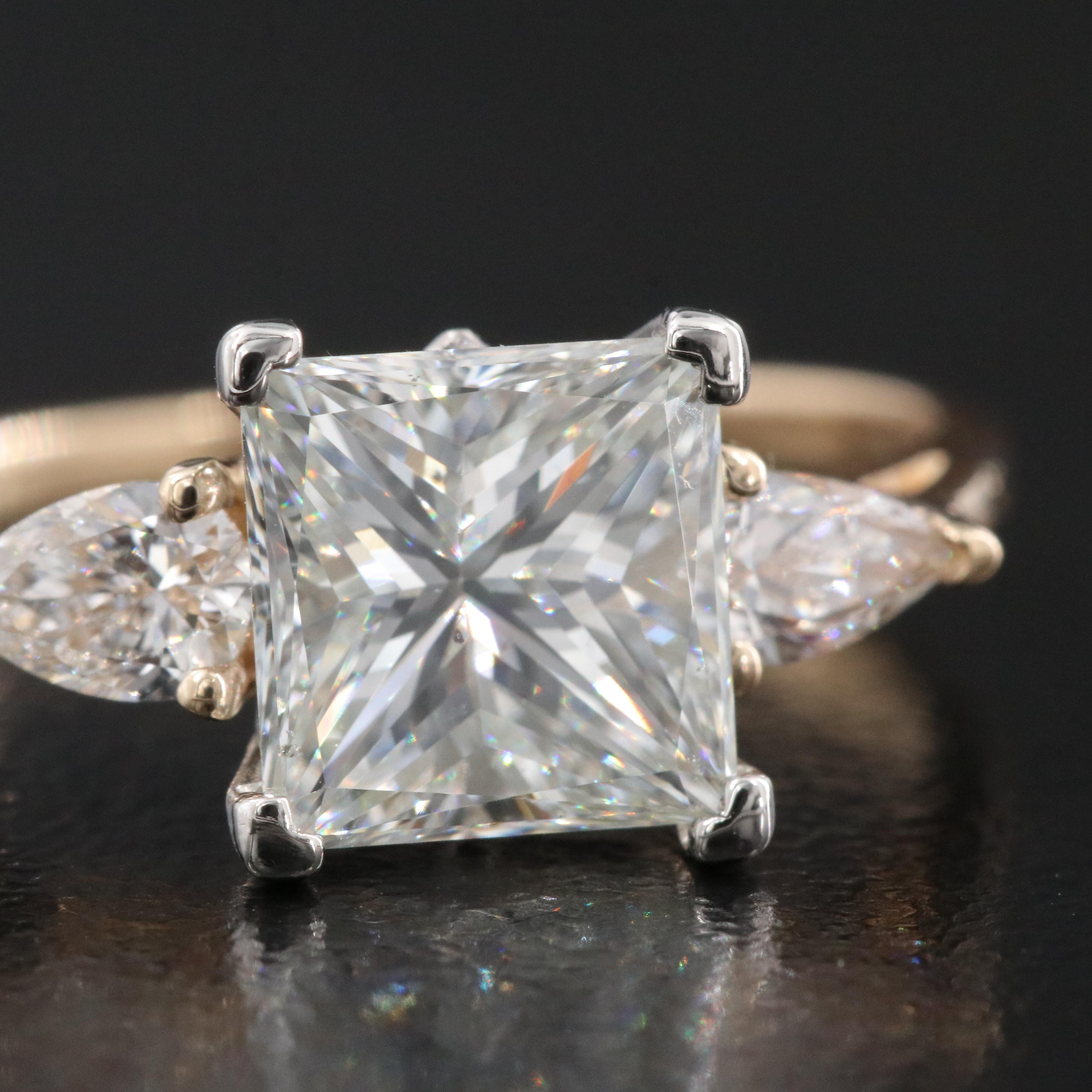 14K 2.55 CTW Diamond Ring with Platinum Accent and GIA eReport