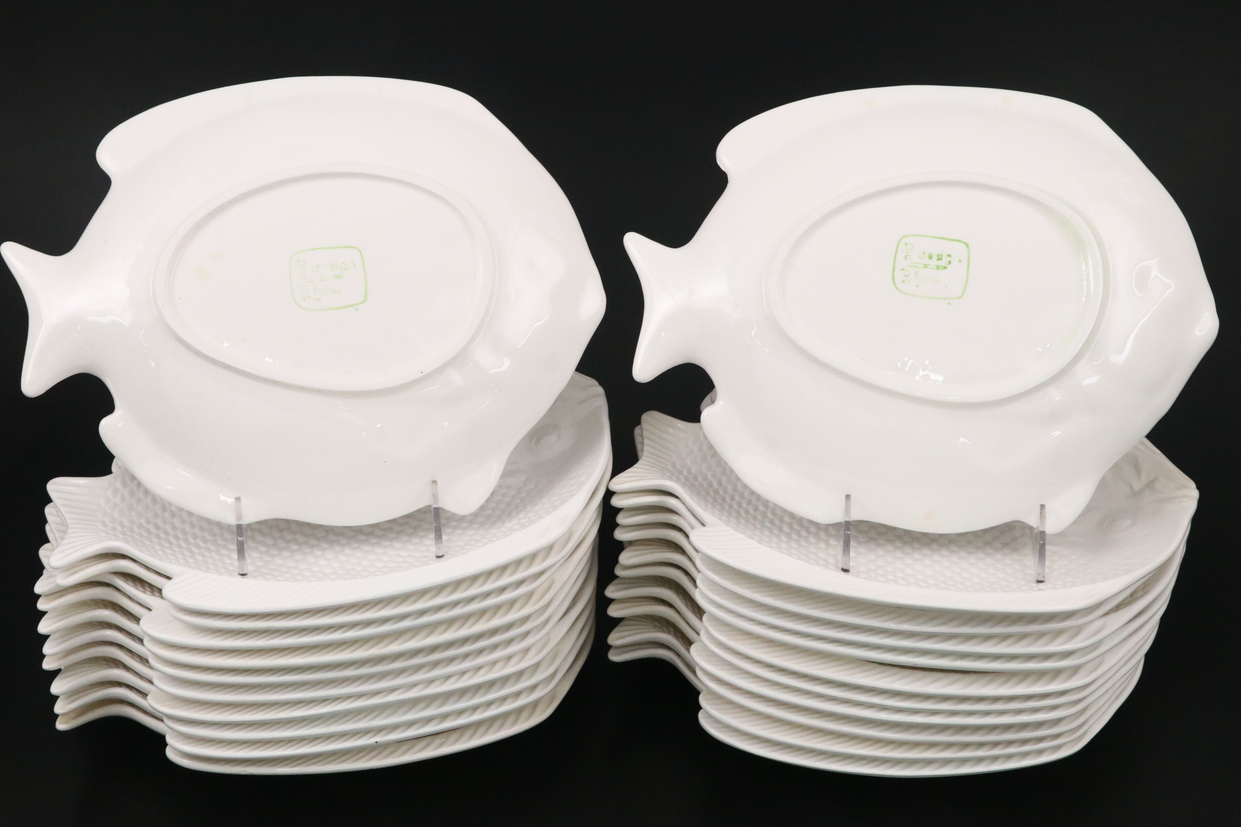 Schmid Design Folio Fish Shaped Platter and Plates, Mid to Late 20th Century