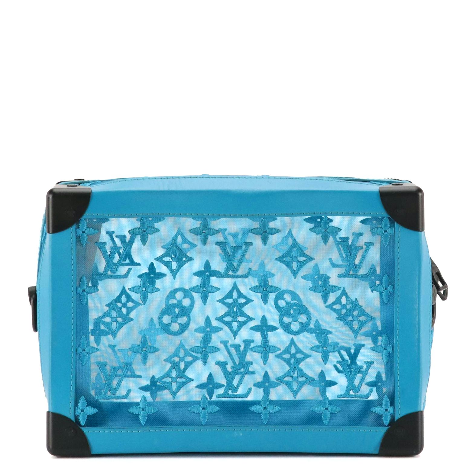 Louis Vuitton Trunk Crossbody Bag in Blue See-Through Monogram Mesh and Leather